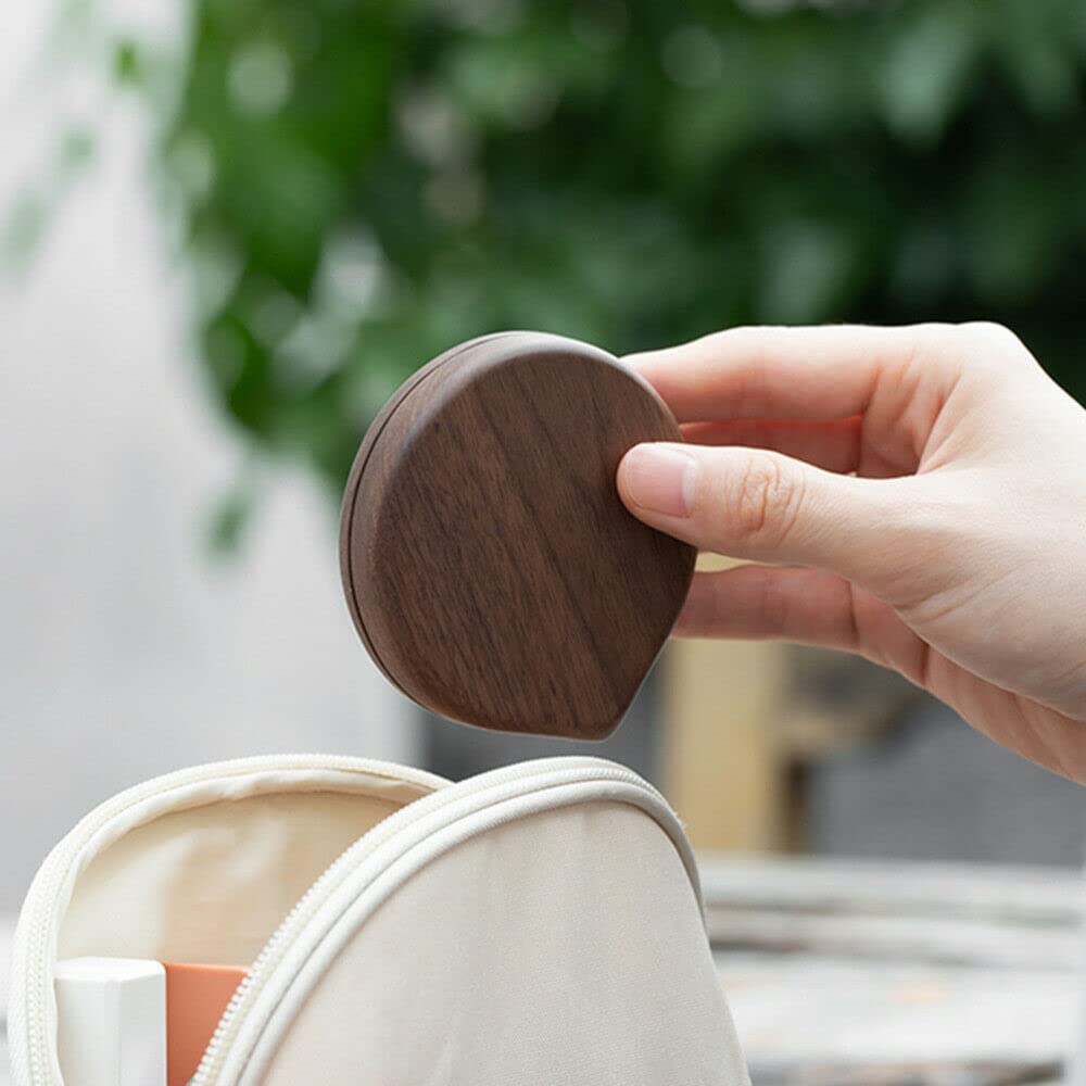 QOMOLANGMA 10-Pack Small Compact Wooden Makeup Mirror - Portable Folding Handheld Mirror for Engraving, DIY Gifts, Travel, Purse & Vanity Use