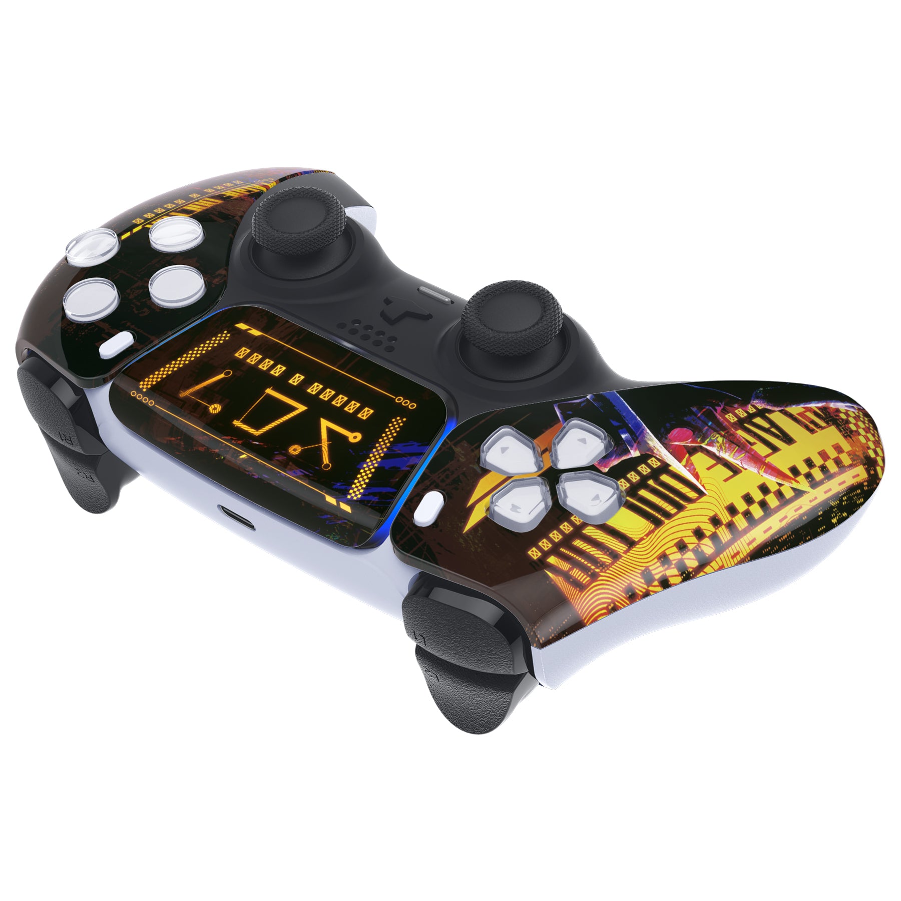 eXtremeRate PS5 Controller Front Housing Shell Replacement - Compatible with BDM 010/020/030/040/050 Models - Cyber Plague Design - Perfect for Gaming, Customization & Controller Repair