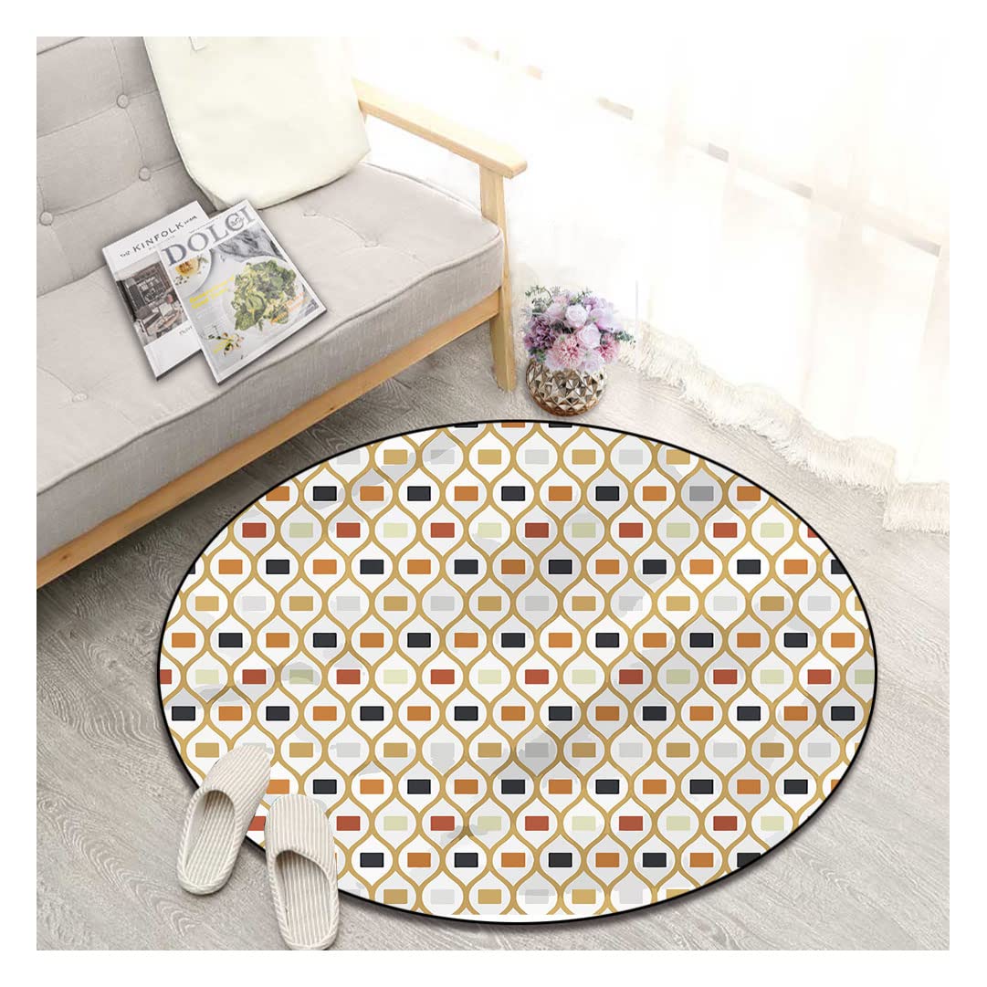 Modern Round Area Rug - Soft Microfiber Carpet for Kitchen, Bedroom, Bathroom & Living Room - 79