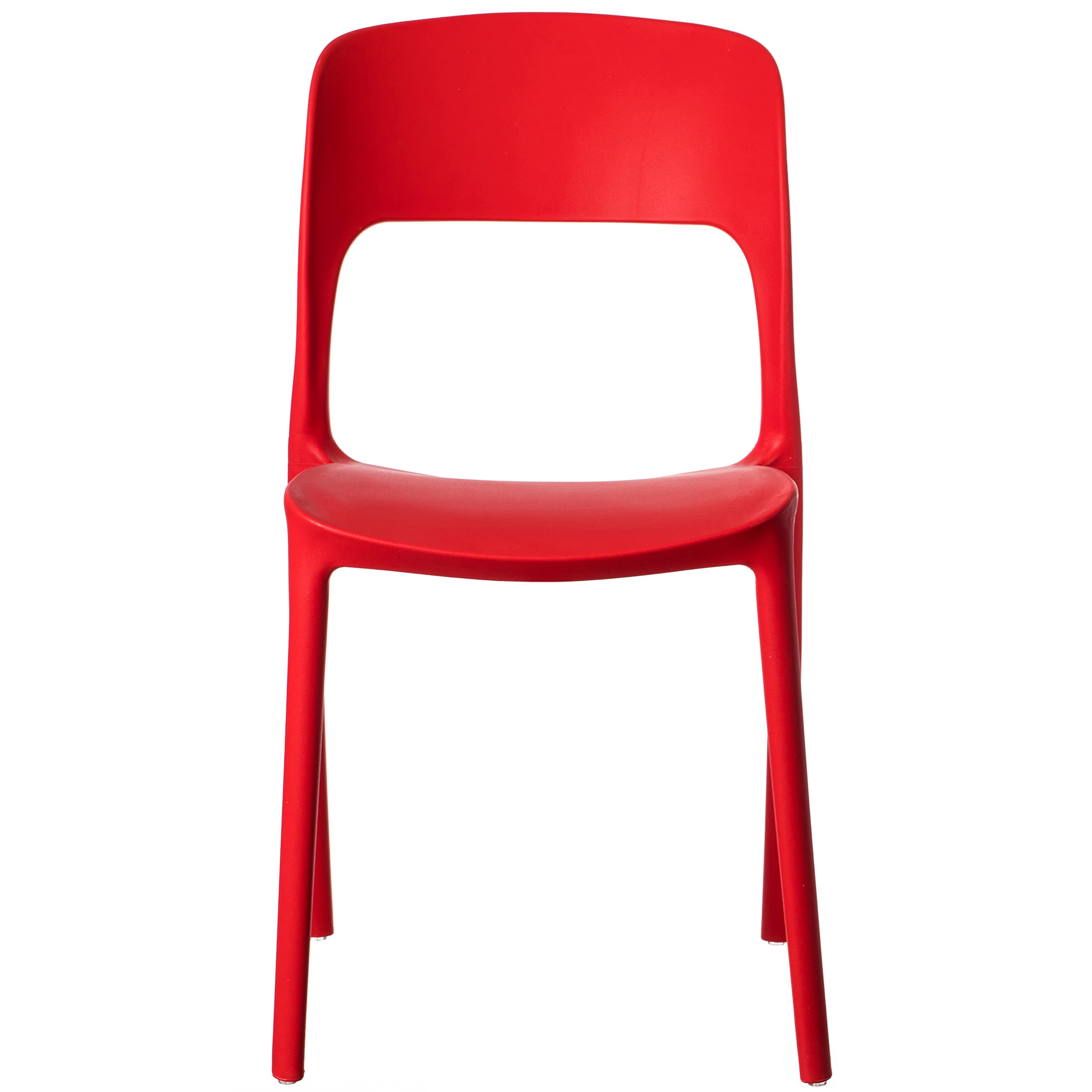 Fabulaxe 4-Piece Red Modern Plastic Outdoor Dining Chairs with Open Curved Back - Patio, Garden, Poolside & Backyard Furniture Set for Comfortable Outdoor Entertaining