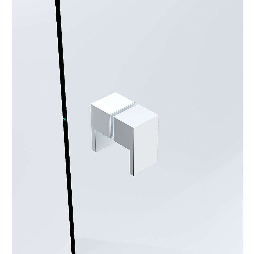 120x120cm Frameless Corner Shower Screen - White Channel & Stainless Steel Hinges, Square Double Pull Handle for Modern Bathroom - Perfect for Small Spaces & Walk-In Showers