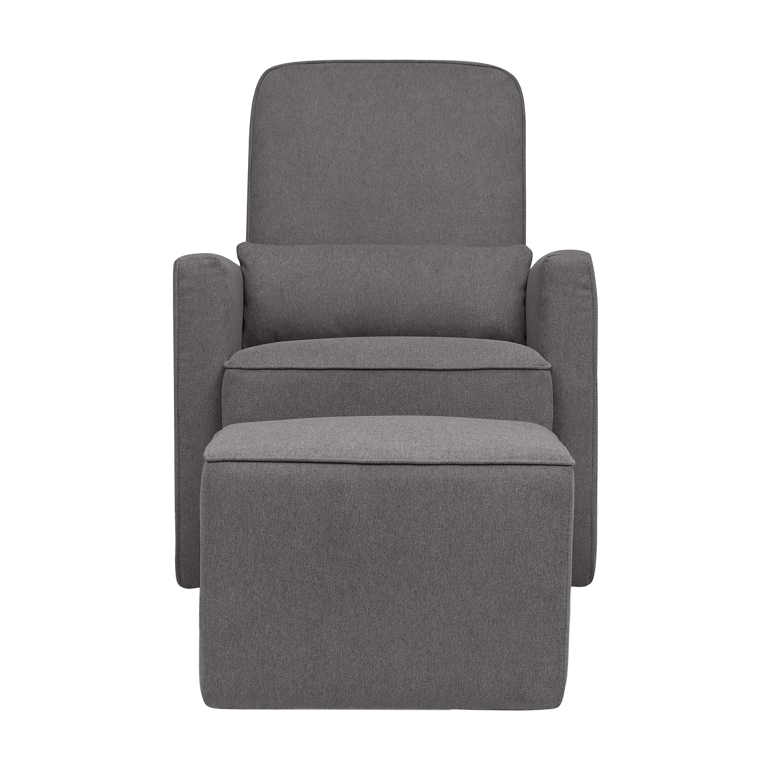 DaVinci Olive Upholstered Swivel Glider Recliner Chair with Ottoman - Dark Grey Modern Nursery Rocker, Greenguard Gold & CertiPUR-US Certified for Baby Nursery, Living Room or Bedroom