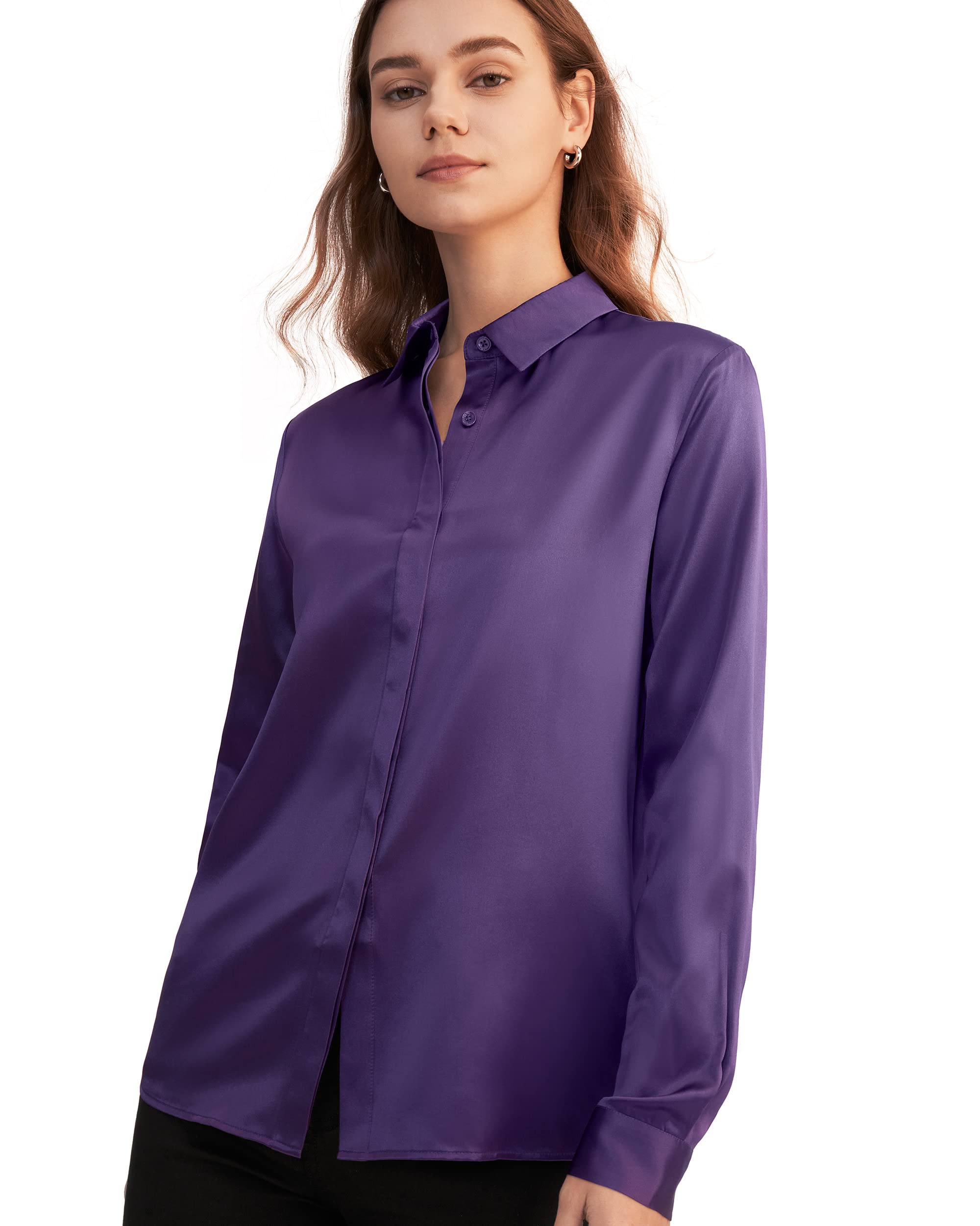 LilySilk 100% Pure Silk Blouse for Women - Long Sleeve Soft & Smooth Silk Top for Work, Office & Special Occasions | Elegant & Comfortable Silk Shirt for Business, Date Night & Formal Events