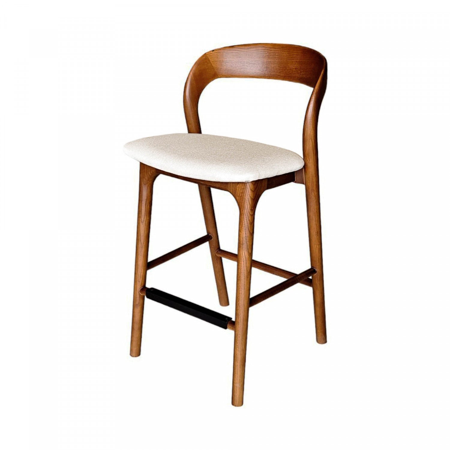 Brivonne Modern Counter Stool with Walnut Frame - Adjustable Height Bar Stool for Kitchen Island, Breakfast Nook & Home Decor