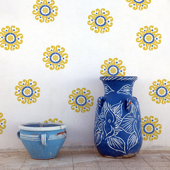 Sunflower Moroccan Wall Art Stencil - Handmade Home Decor for Living Room, Bedroom & Nursery - DIY Painting Template for Boho Chic Interior Design