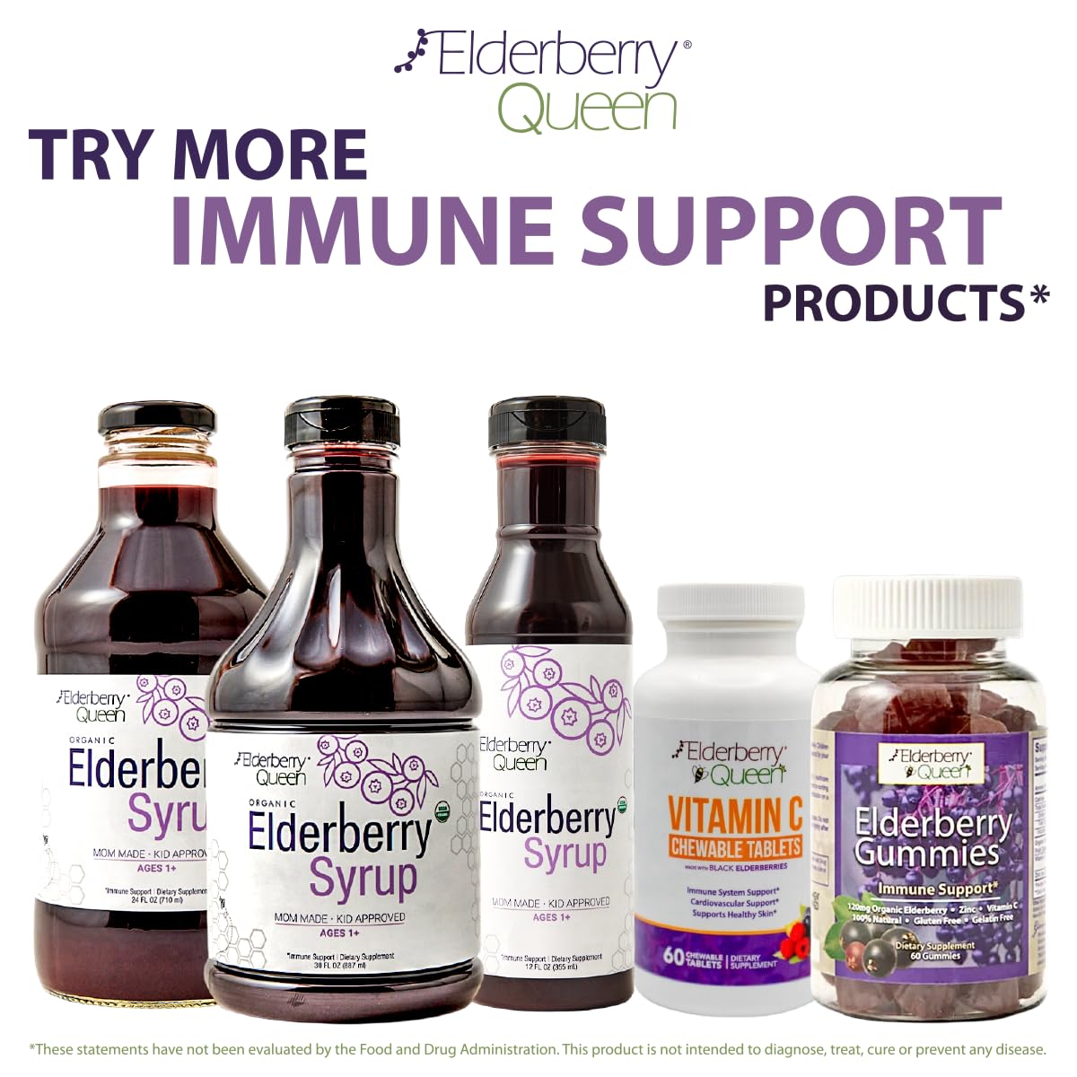 Organic Elderberry Gummies with Vitamin C & Zinc - 60 Count Immune Support Supplement for Adults & Kids | Boost Immunity During Cold & Flu Season