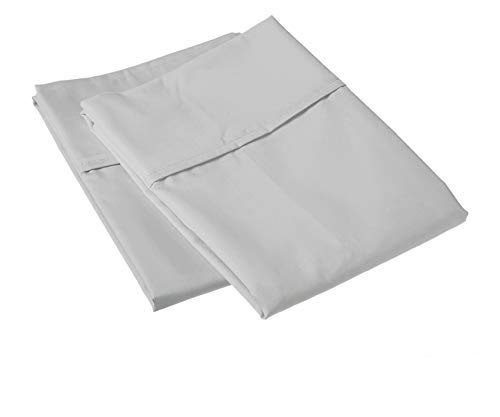 Premium 1000 Thread Count 100% Long Staple Cotton Pillowcases - Set of 2 Standard Size Grey Sateen Weave Pillow Covers | Ultra Soft & Breathable for Side Sleepers, Back Sleepers & Hotel-Style Comfort