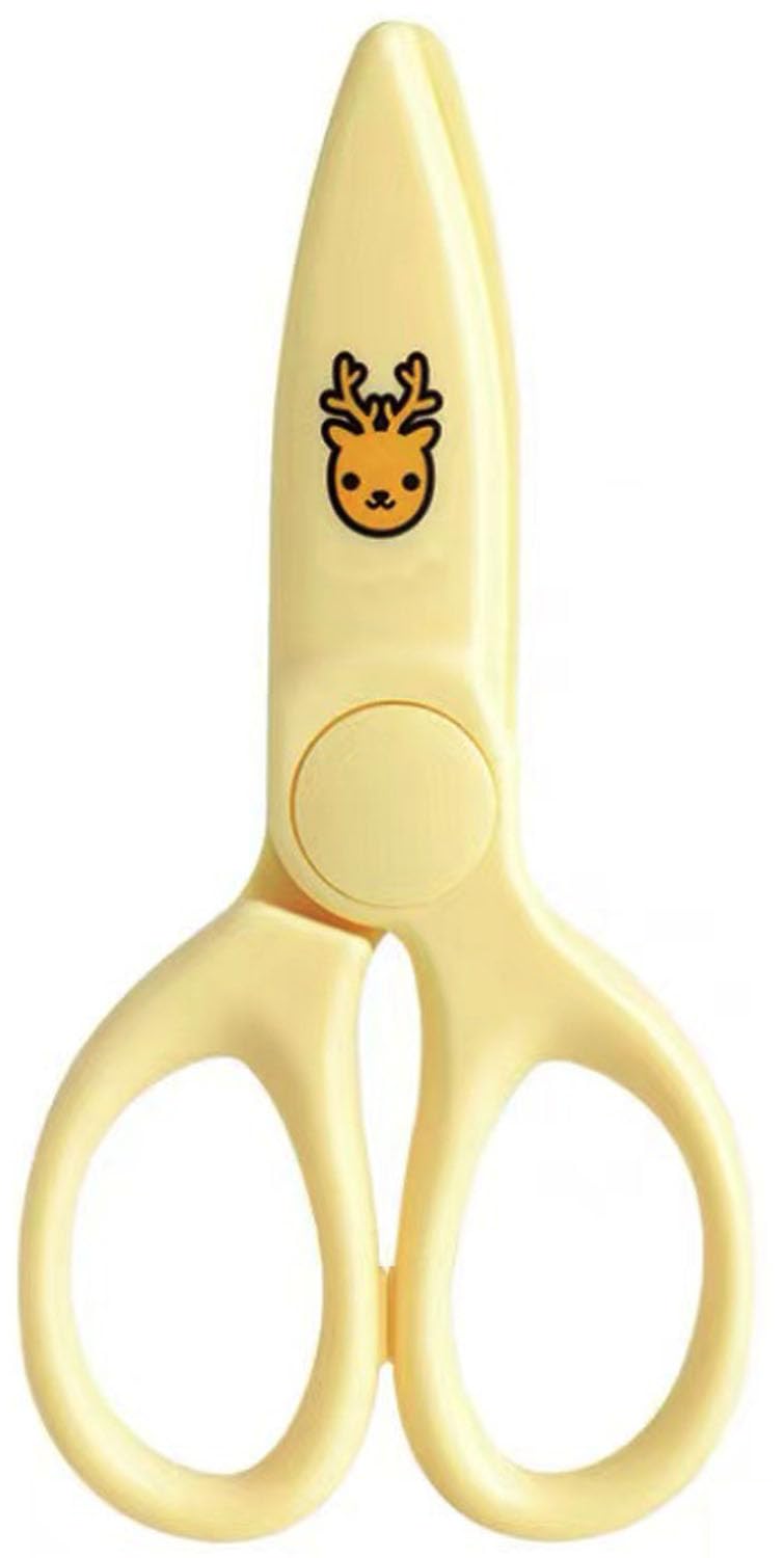 Kids Plastic Safety Scissors - Easy Grip Preschool Training Scissors for Toddlers | Perfect for School Projects, Arts & Crafts, Classroom Activities (Yellow)