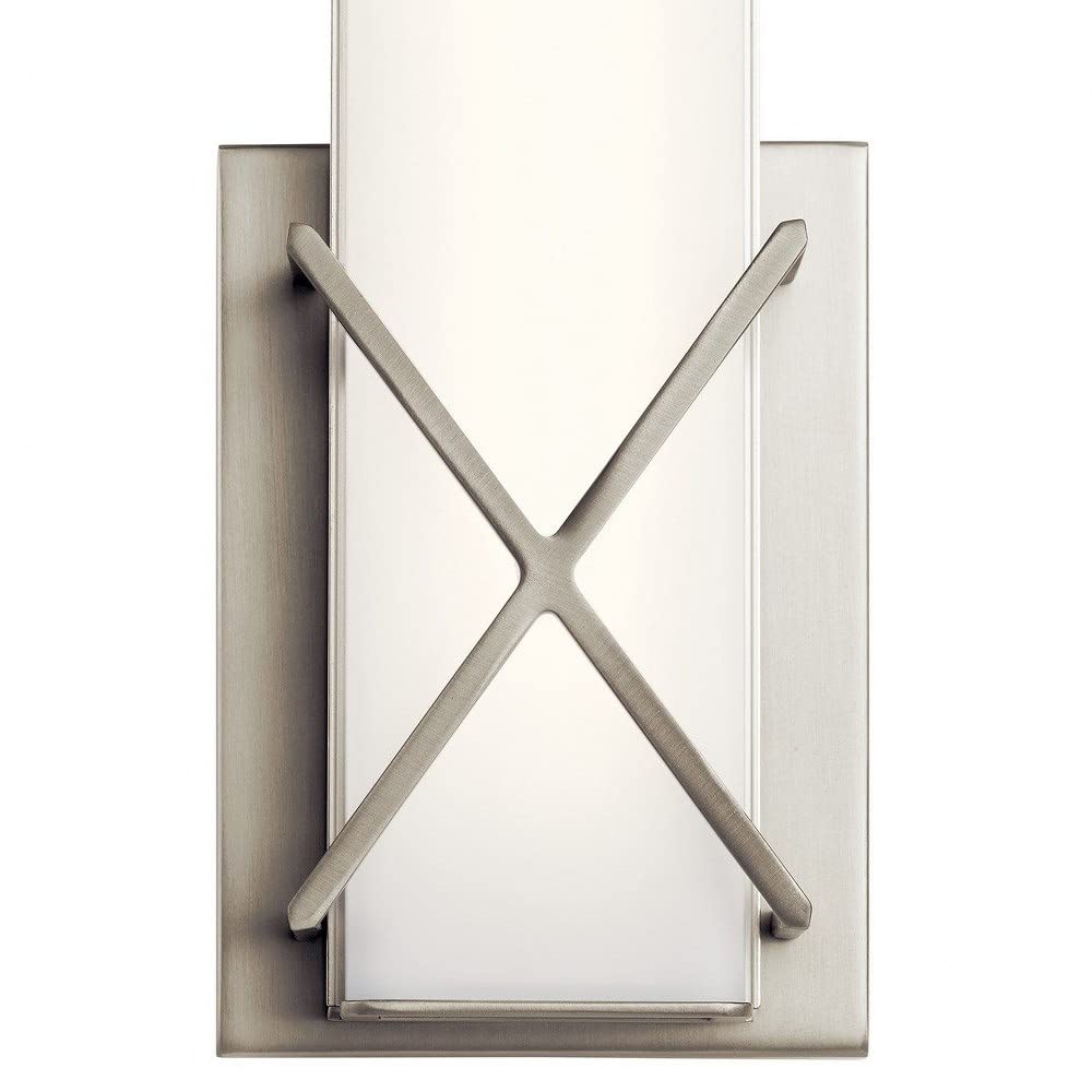 Modern Brushed Nickel Wall Sconce with Satin Etched White Glass - 12
