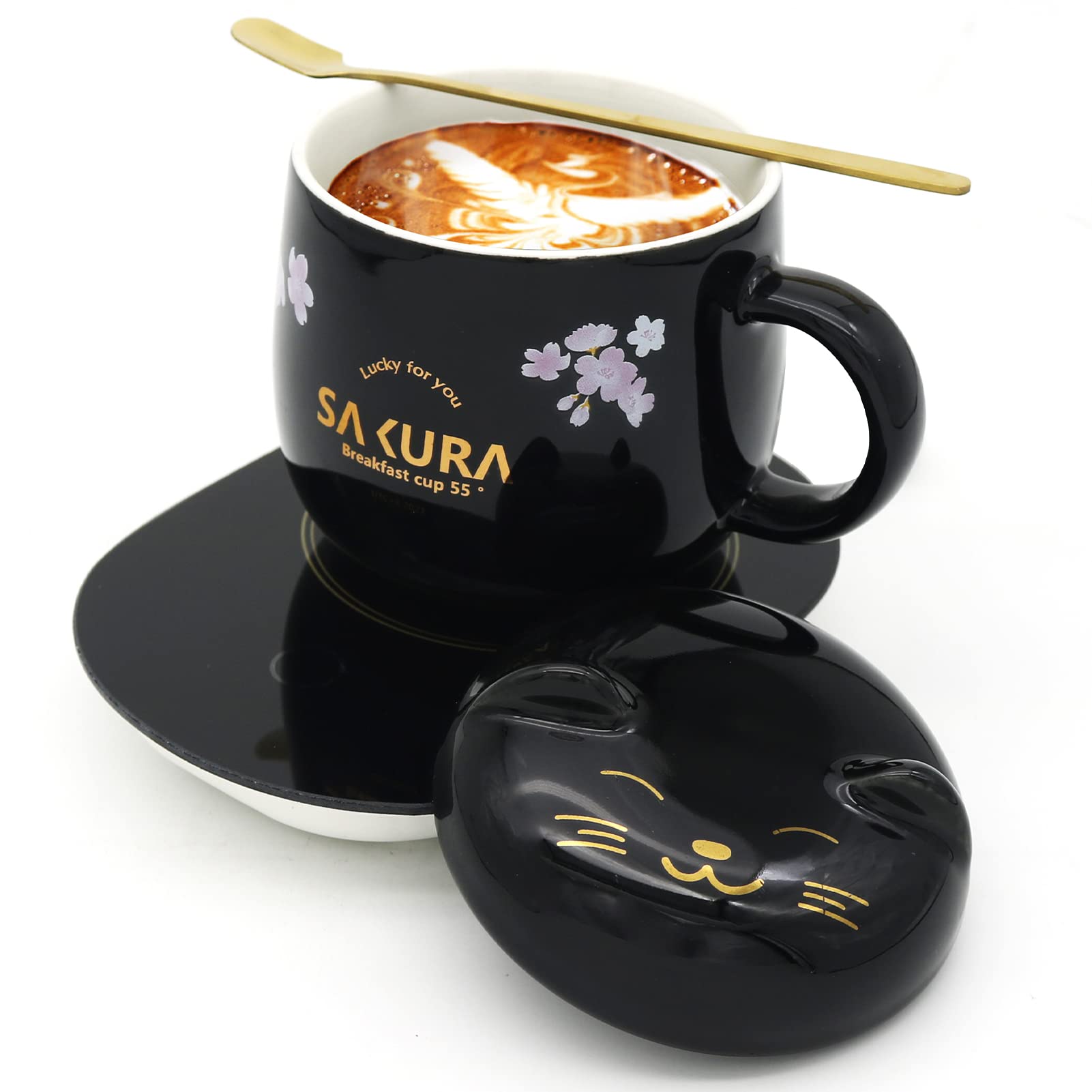 Smart Coffee Mug Warmer with Auto Shut Off - Cute Desk Beverage Warmer for Coffee, Tea & Hot Drinks - Includes Gift Box (Black) - Perfect for Office, Home & Birthday Gifts