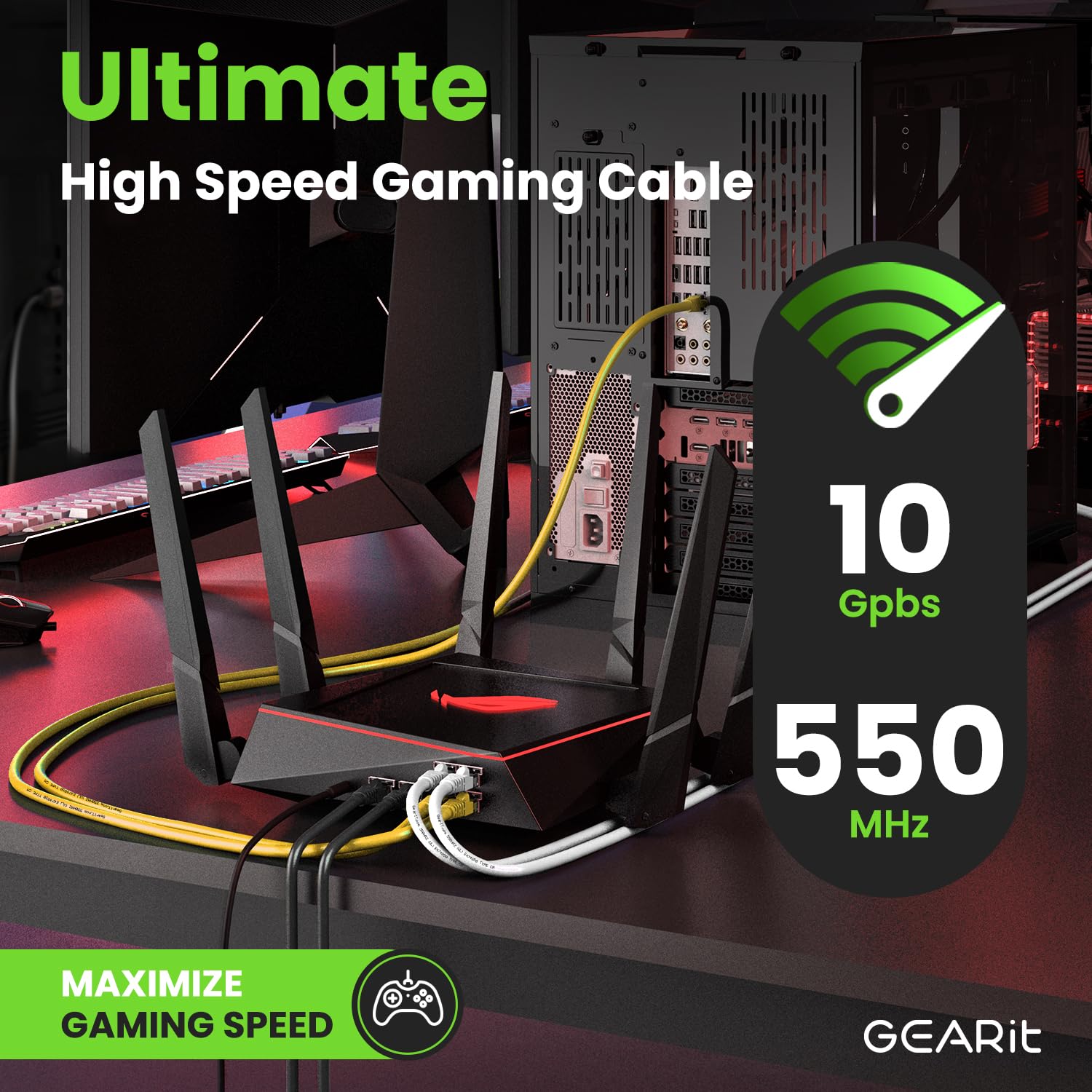 GearIT Cat 6 Ethernet Cable 10-Pack (15 Feet) - 10Gbps High-Speed Snagless RJ45 Network Patch Cord with Gold-Plated Connectors for PC, TV, Tablet, Router, Printer, Server & Data Center - Durable Yellow Cables for Home Office & IT Networking
