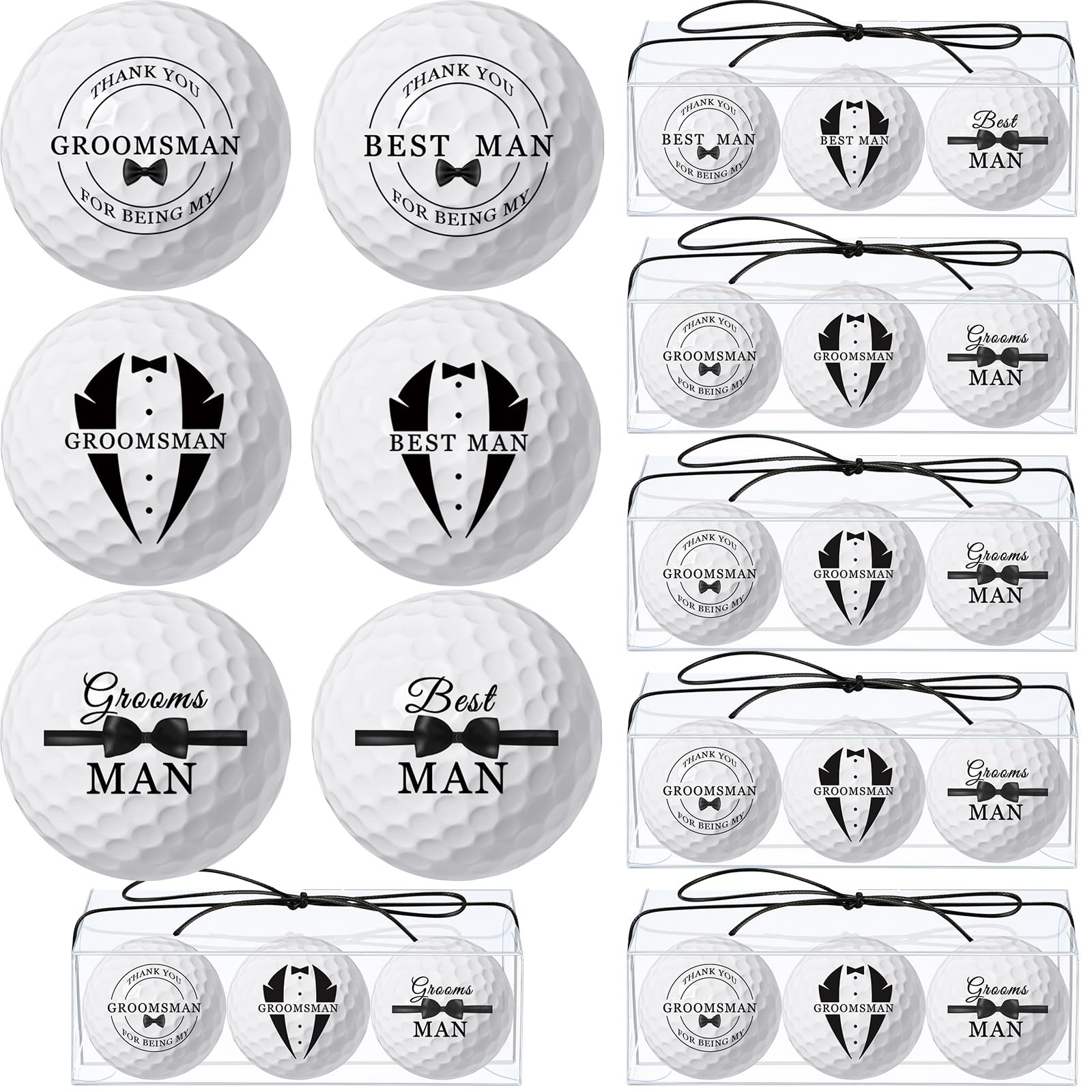 HyDren Personalized Groomsmen Proposal Gifts - Engraved Golf Balls with PVC Box & Rope - Best Man Wedding Favors for Golf Lovers - Perfect for Bachelor Parties, Bridal Showers & Golf Outings