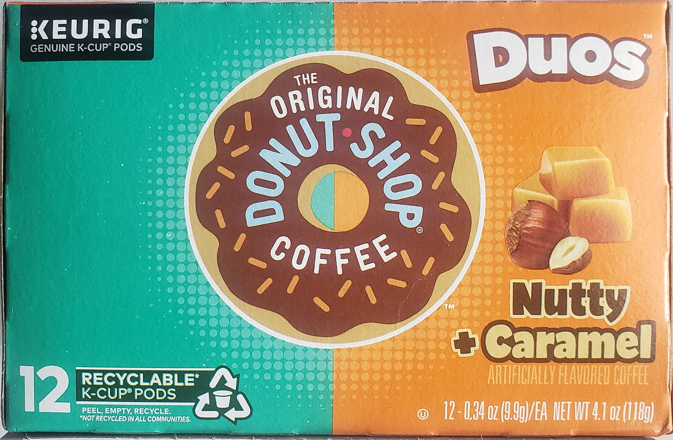 Nutty Caramel Donut Shop Coffee K-Cups, 12 Count - Medium Roast Coffee Pods for Keurig Brewers - Perfect for Breakfast, Office or Afternoon Break