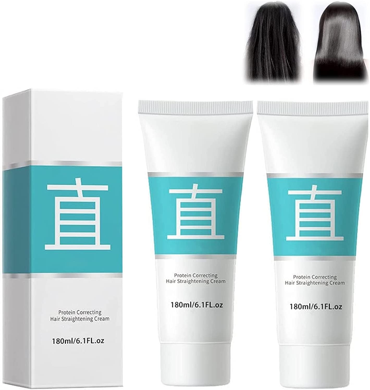 Professional Protein Correcting Hair Straightening Cream - Fast Smoothing Collagen Treatment for Curly & Frizzy Hair | Nourishing & Repairing Hair Straightener | Salon-Quality Results at Home (2 Pack) - Perfect for Daily Styling, Special Occasions & Damaged Hair Care