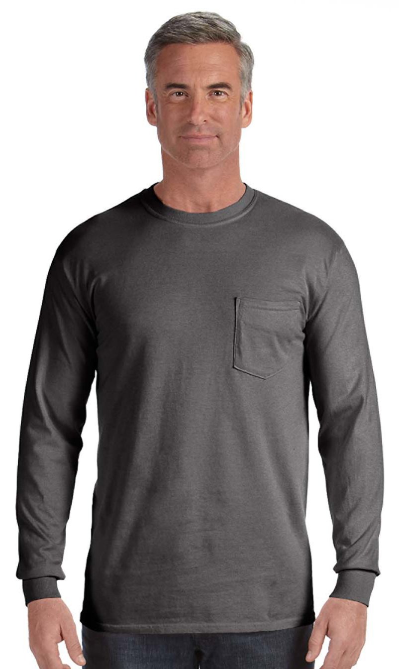 Comfort Colors 4410 Chouinard Long Sleeve Heavyweight Cotton Pocket T-Shirt for Men - Durable Workwear & Casual Style for Everyday Comfort