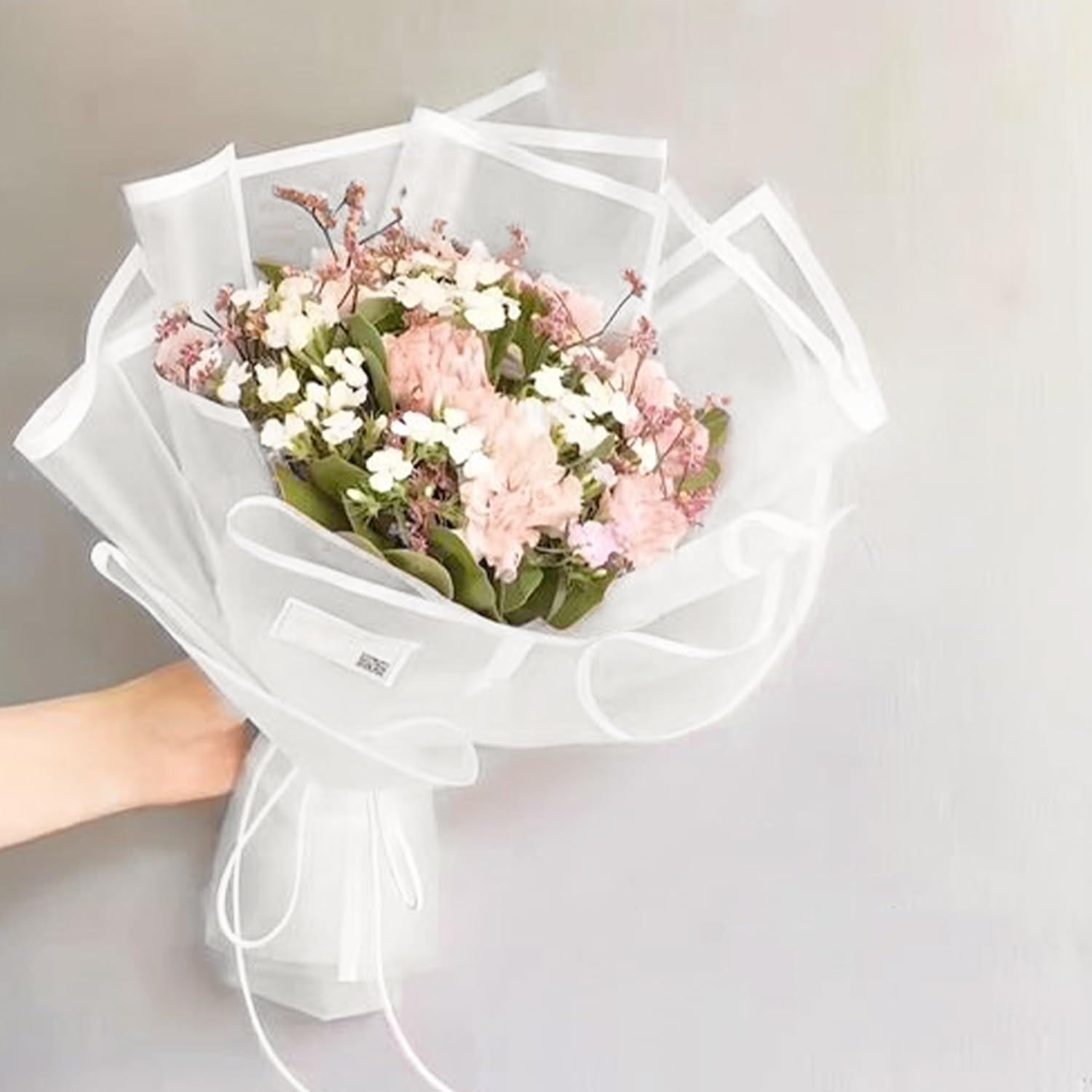 RUSPEPA 20 Sheets Waterproof Floral Wrapping Paper - White Bouquet Gift Wrap for Birthdays, Weddings, Parties & DIY Crafts | Florist Supplies for Flower Arrangements & Gift Packaging