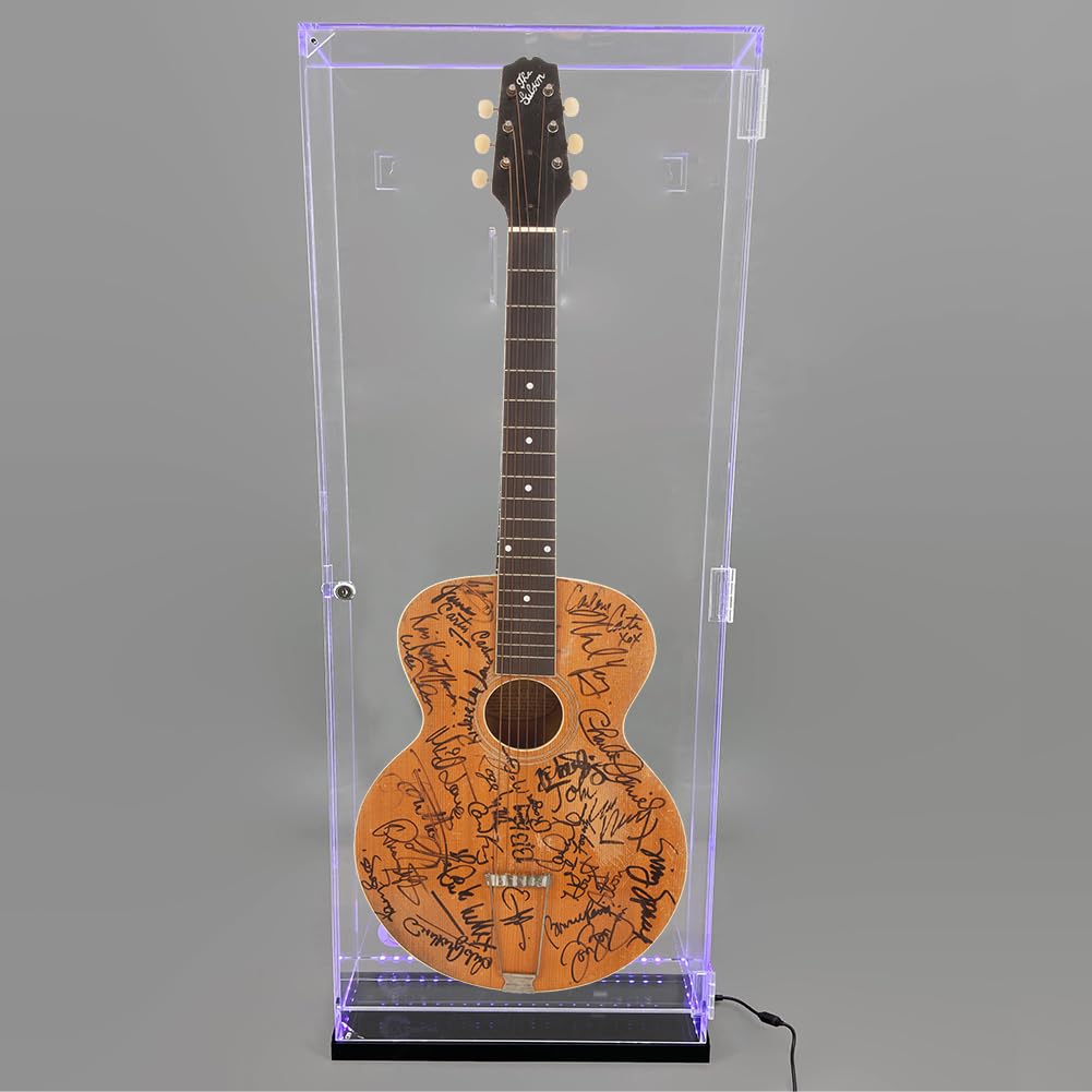 Deluxe Acrylic Guitar Display Case - Wall Mount & Tabletop UV-Protected with LED Lights | Perfect for Home, Studio & Music Store Guitar Showcase