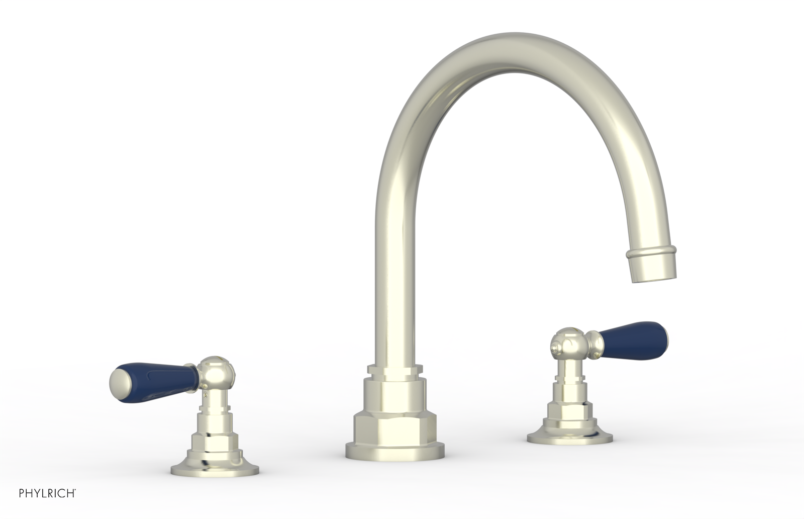 Jamestown Deck Tub Set with Lever Handles - Navy Blue Accented Bathroom Faucet (41