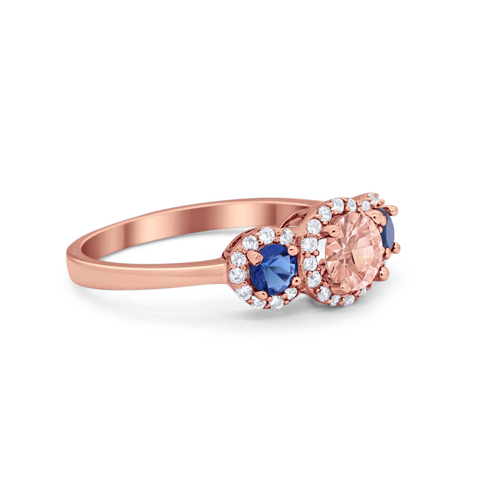 3 Stone Wedding Engagement Ring - Round Cubic Zirconia 925 Sterling Silver Ring for Women - Choose Your Color (White, Yellow, Rose Gold) - Perfect for Proposals, Anniversaries & Special Occasions