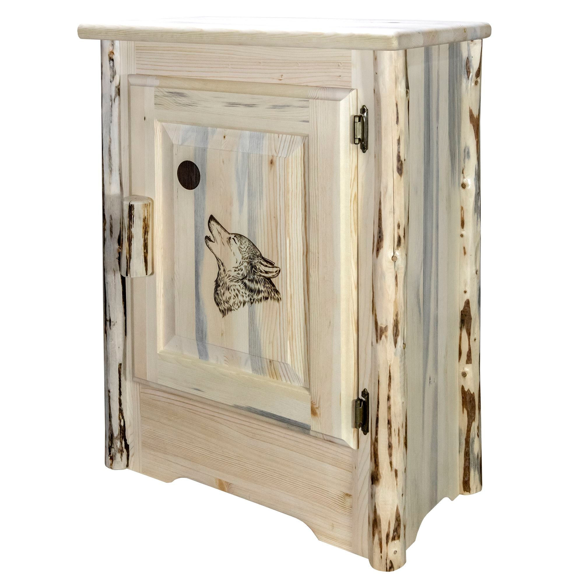 Montana Accent Cabinet with Laser Engraved Design - Right Hinged Door - Perfect for Living Room, Bedroom, or Entryway Storage