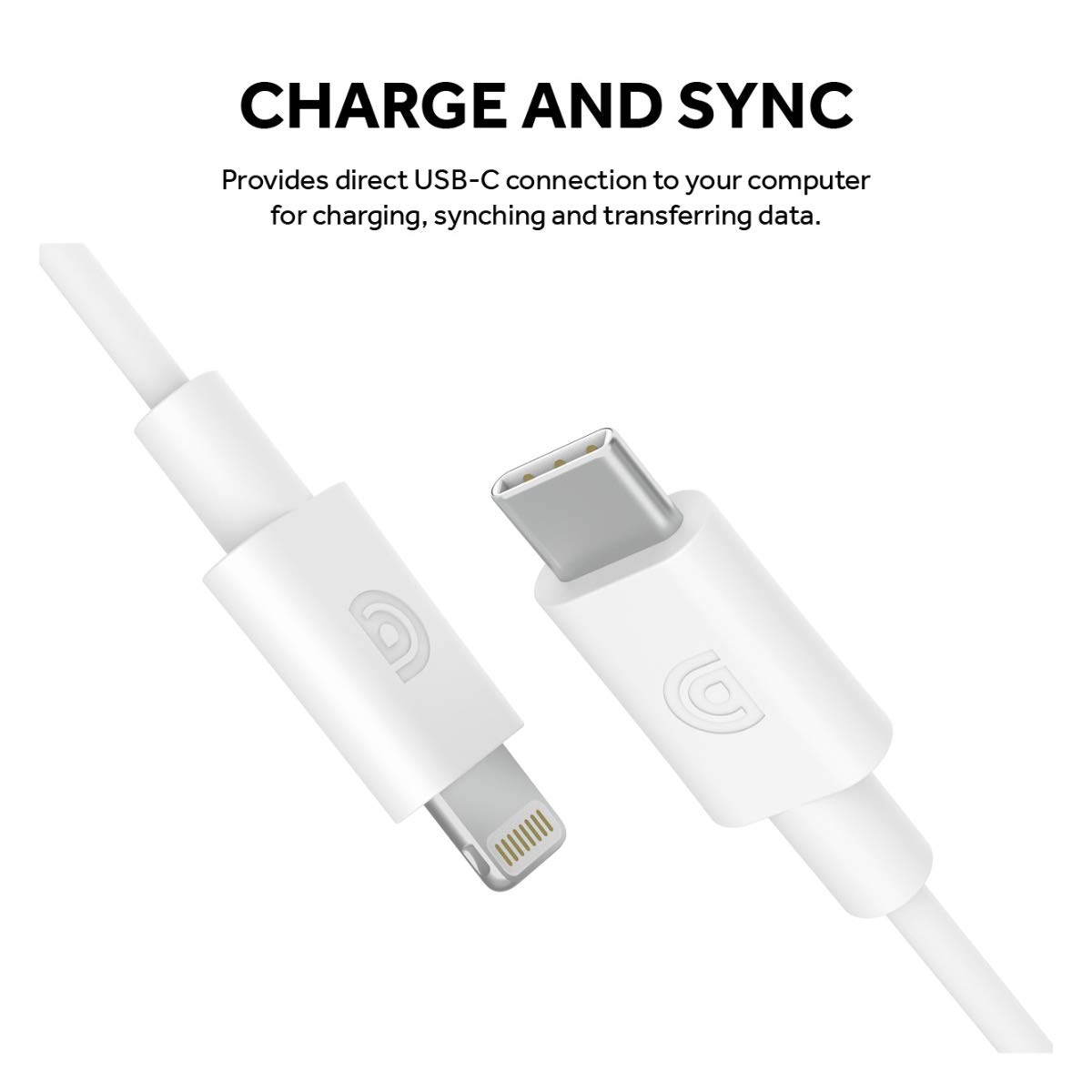Premium Griffin USB-C to Lightning Cable 6FT - Fast Charging & Data Sync for iPhone, iPad, AirPods | MFi Certified Apple Accessory | Durable Nylon Braided White Cable for Home, Office & Travel Use