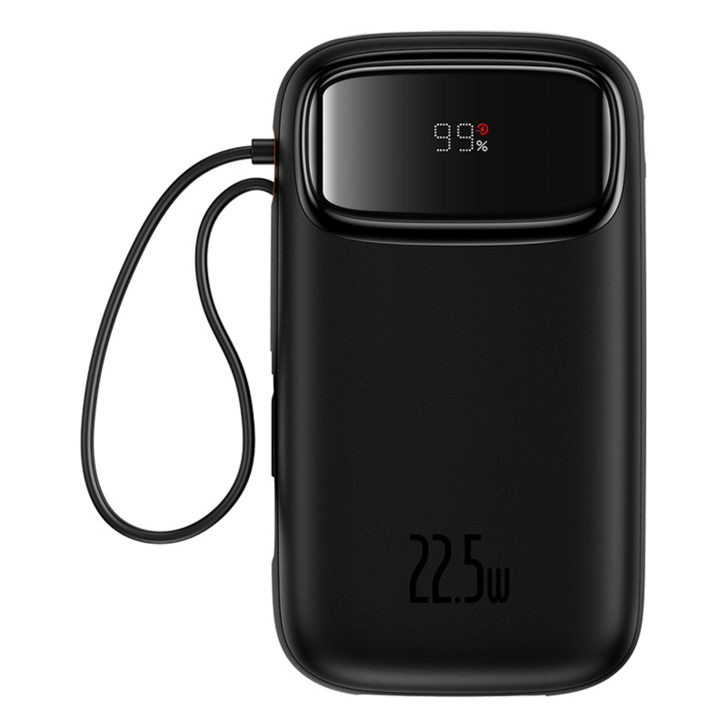Baseus Qpow2 20000mAh Power Bank with Digital Display - 22.5W Fast Charging Portable Charger with Built-in Lightning & Type C Cables (Black) - Perfect for Travel, Camping & Emergency Power Backup