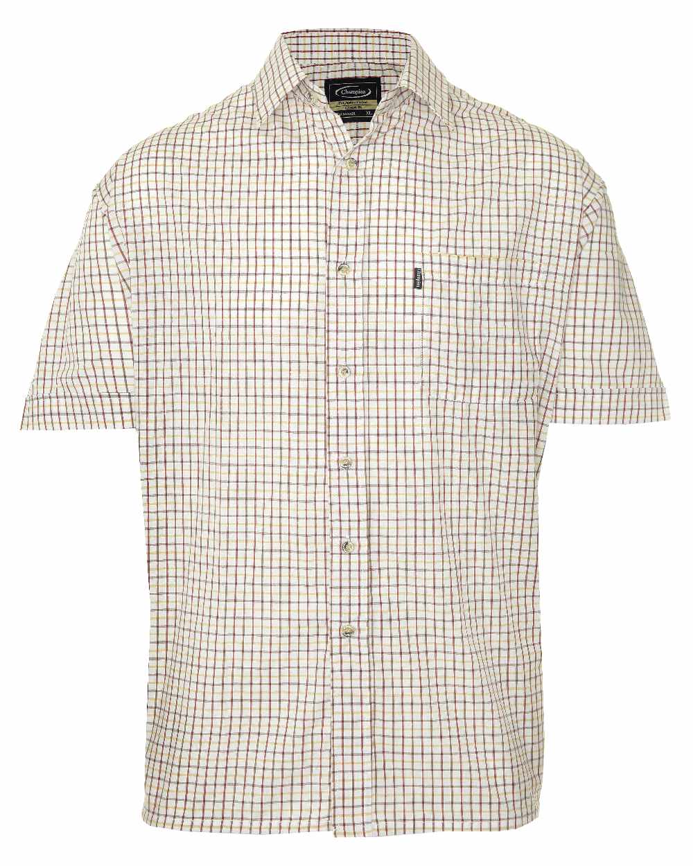 Champion Men's Tattersall Short Sleeve Casual Shirt - Breathable Cotton, Button Down, Plaid Pattern for Work, Office & Everyday Wear