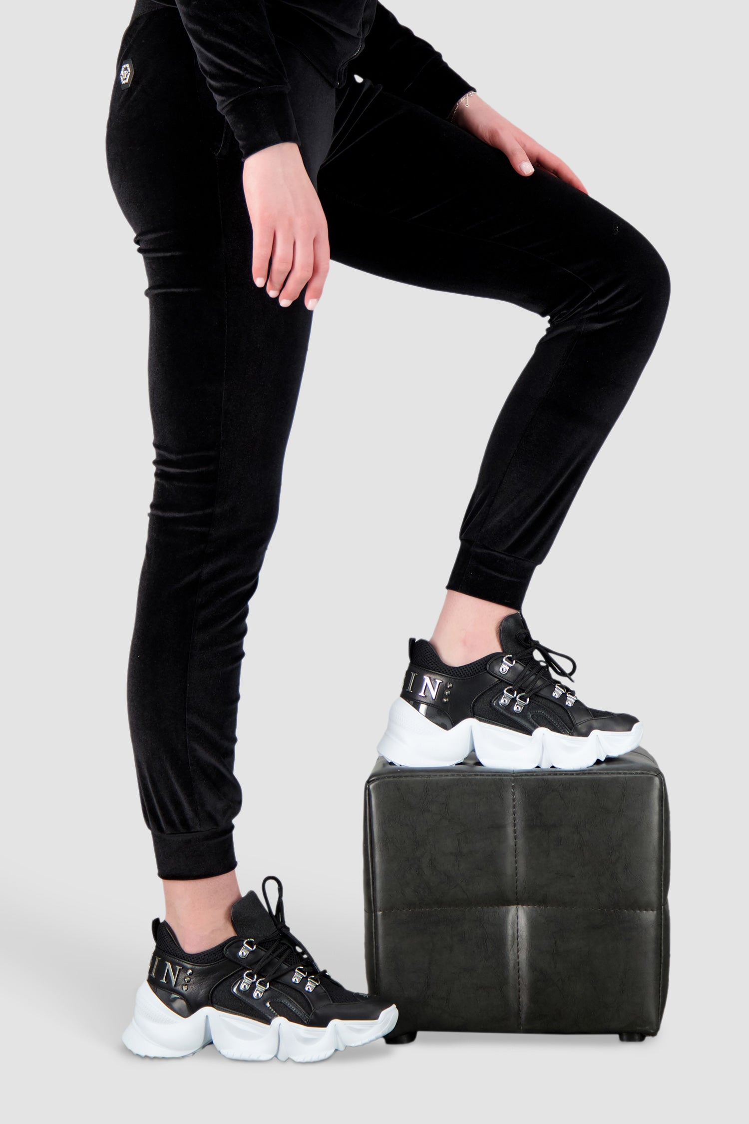 Philipp Plein Black Runner Statement Sneakers - Stylish Men's & Women's Fashion Sneakers for Casual Wear, Running & Street Style