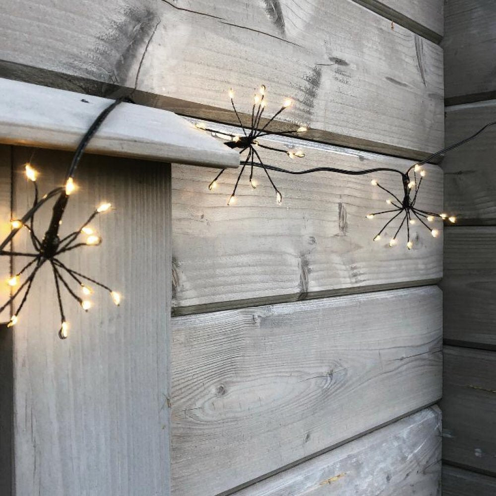 Black Starburst Fairy Lights - 100 LED Battery Operated String Lights for Bedroom, Wedding, Party Decor - Indoor & Outdoor Waterproof Christmas Lights for Home, Garden, Patio Decoration