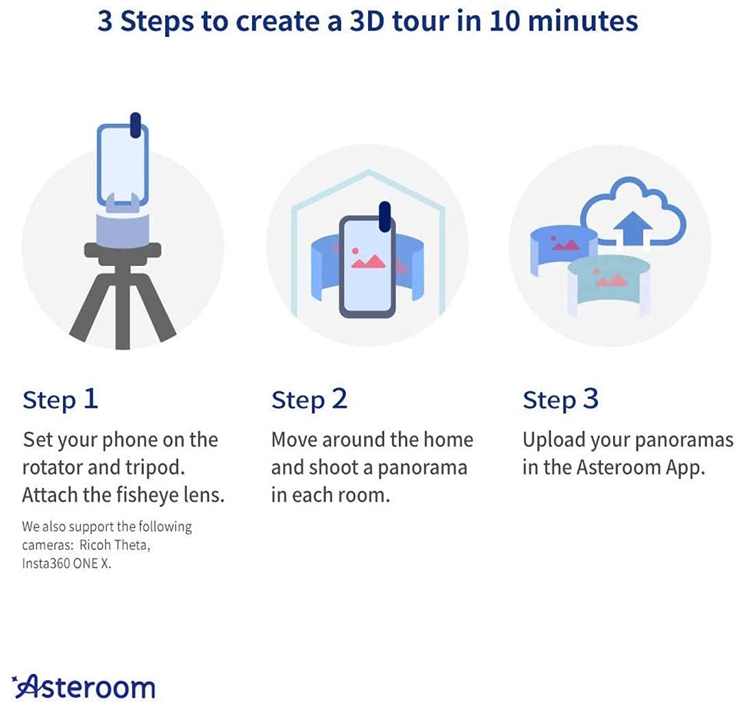 Asteroom 2nd Gen 360 Camera 3D Virtual Tour Kit for Real Estate Photography - Includes Digital Camera Rotator, Fisheye Lens & Tripod + iPhone 11 Pro Max Case Bundle - Perfect for Property Showcases, VR Tours & Business Presentations