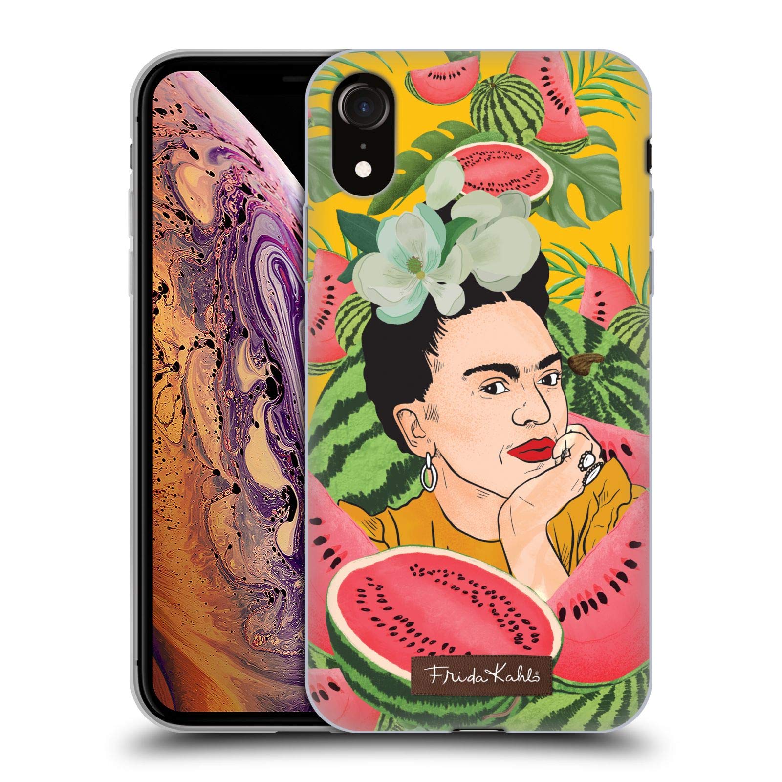 Officially Licensed Frida Kahlo Watermelon Portrait iPhone XR Case - Soft Gel Protective Cover for Apple iPhone XR - Perfect for Art Lovers, Unique Gift & Everyday Use