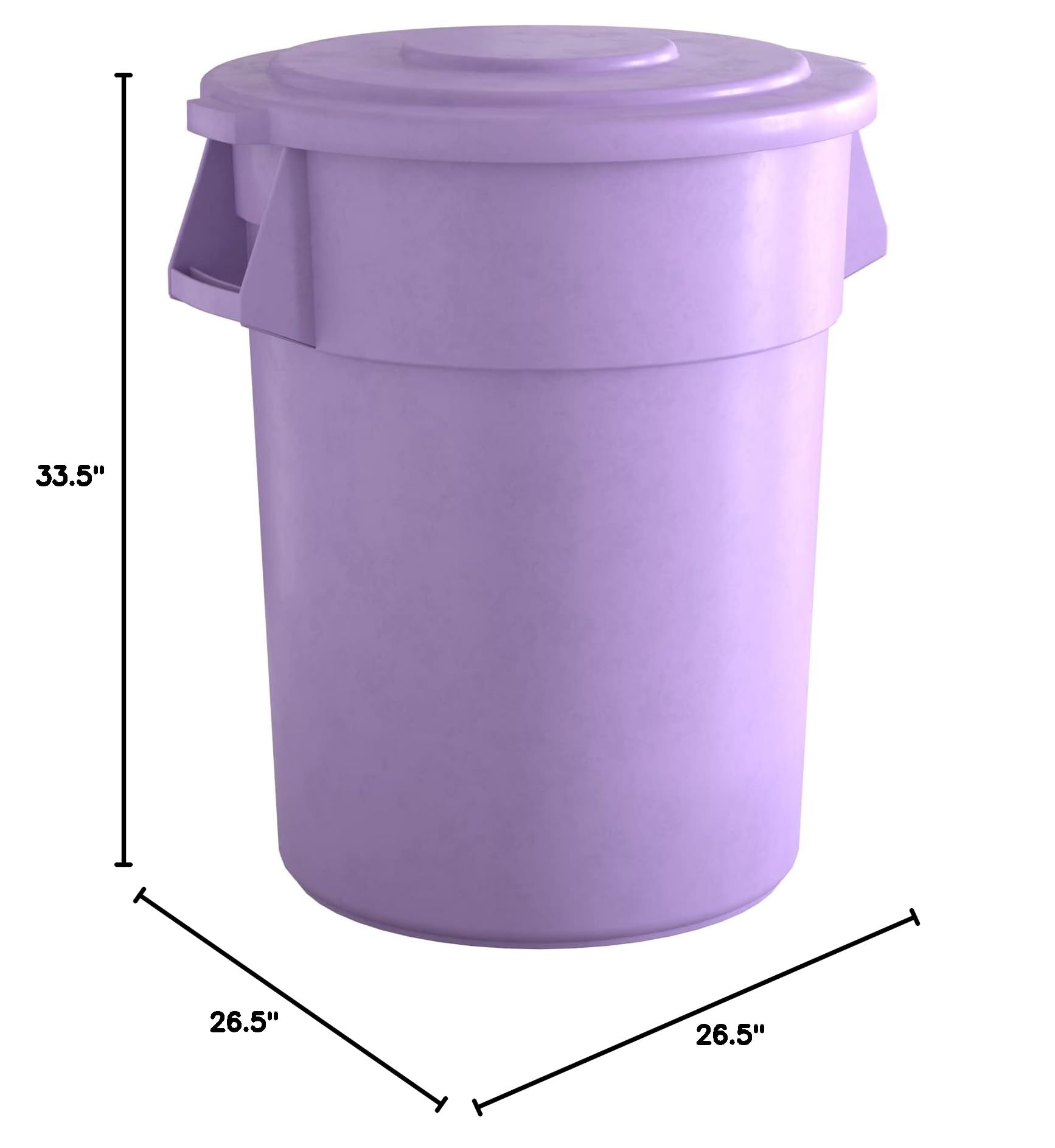 55 Gallon Purple Round Commercial Trash Can with Lid - Heavy Duty Waste Bin for Office, Restaurant & Outdoor Use