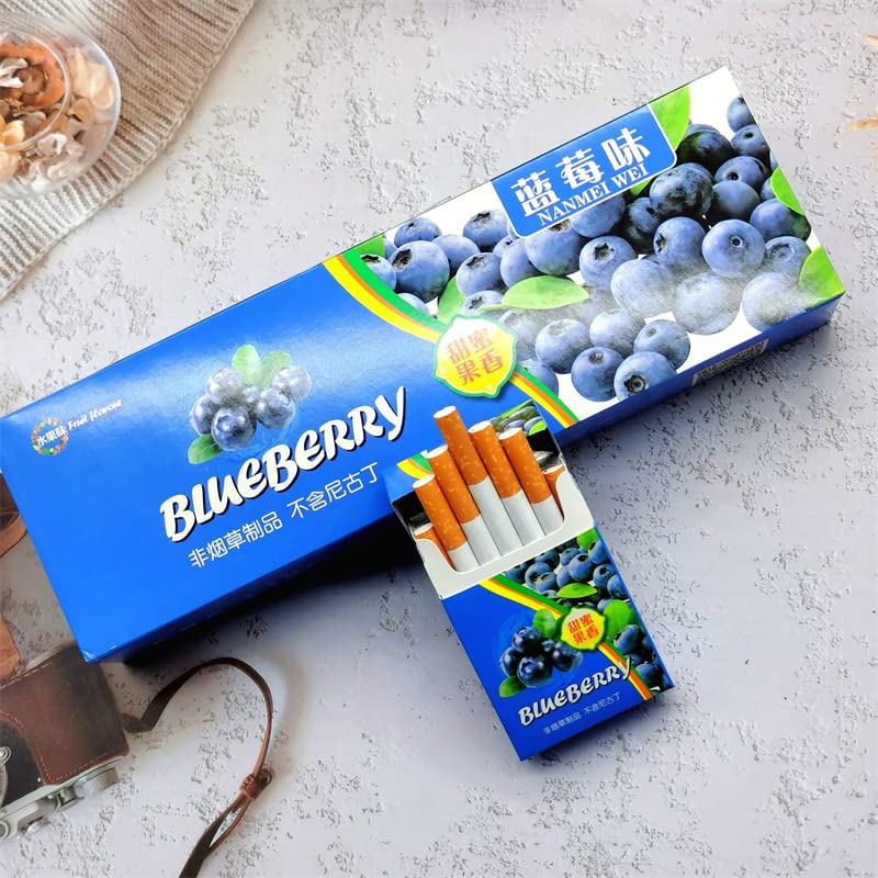 Blueberry Flavored Herbal Tea Cigarettes - Nicotine-Free Tobacco Alternative with Natural Fruit Extracts (5 Packs) | Relaxing Aromatherapy for Stress Relief & Social Gatherings