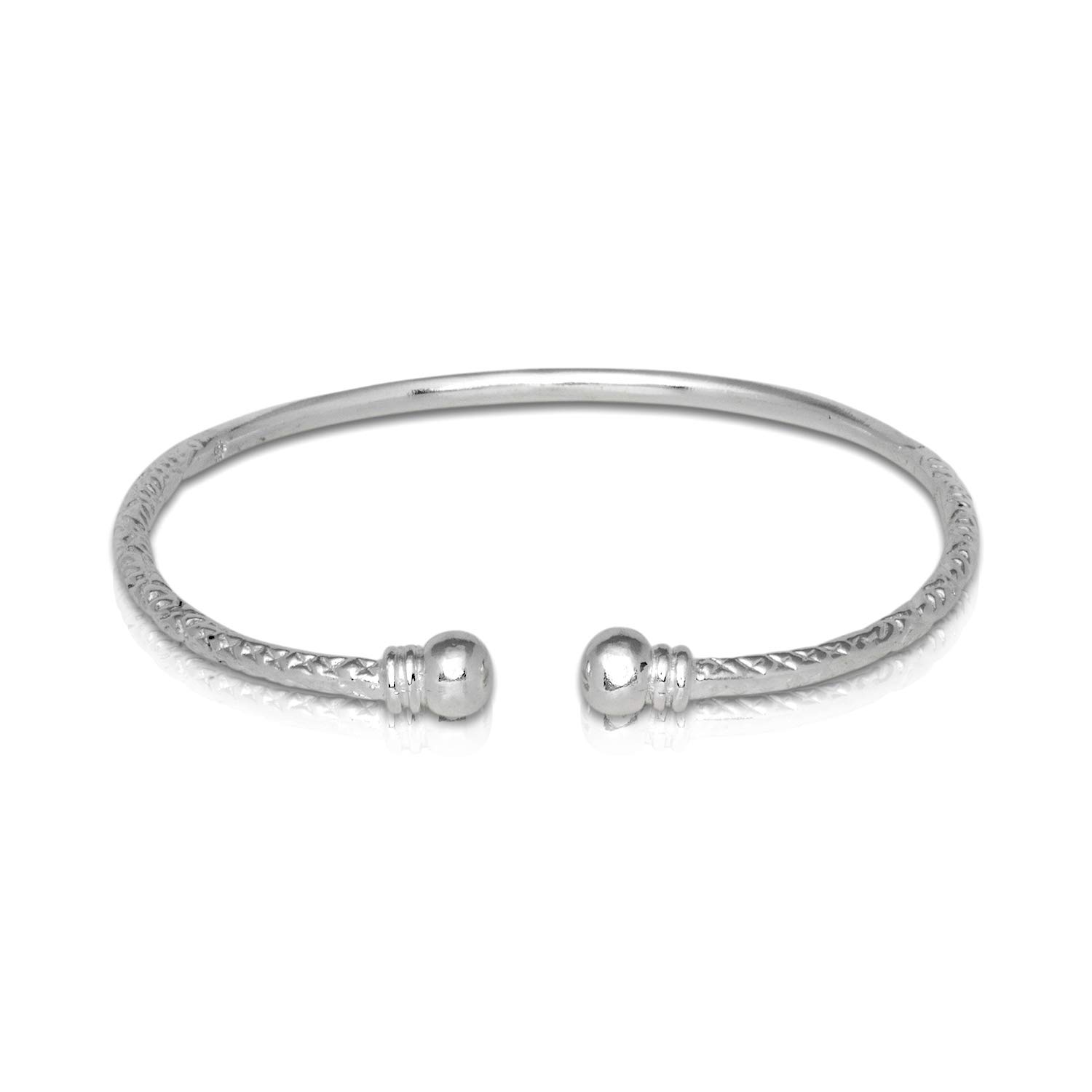 Better Jewelry Double Halo .925 Sterling Silver West Indian Bangle Bracelet for Women - Elegant Handmade Jewelry Gift for Birthday, Anniversary & Special Occasions