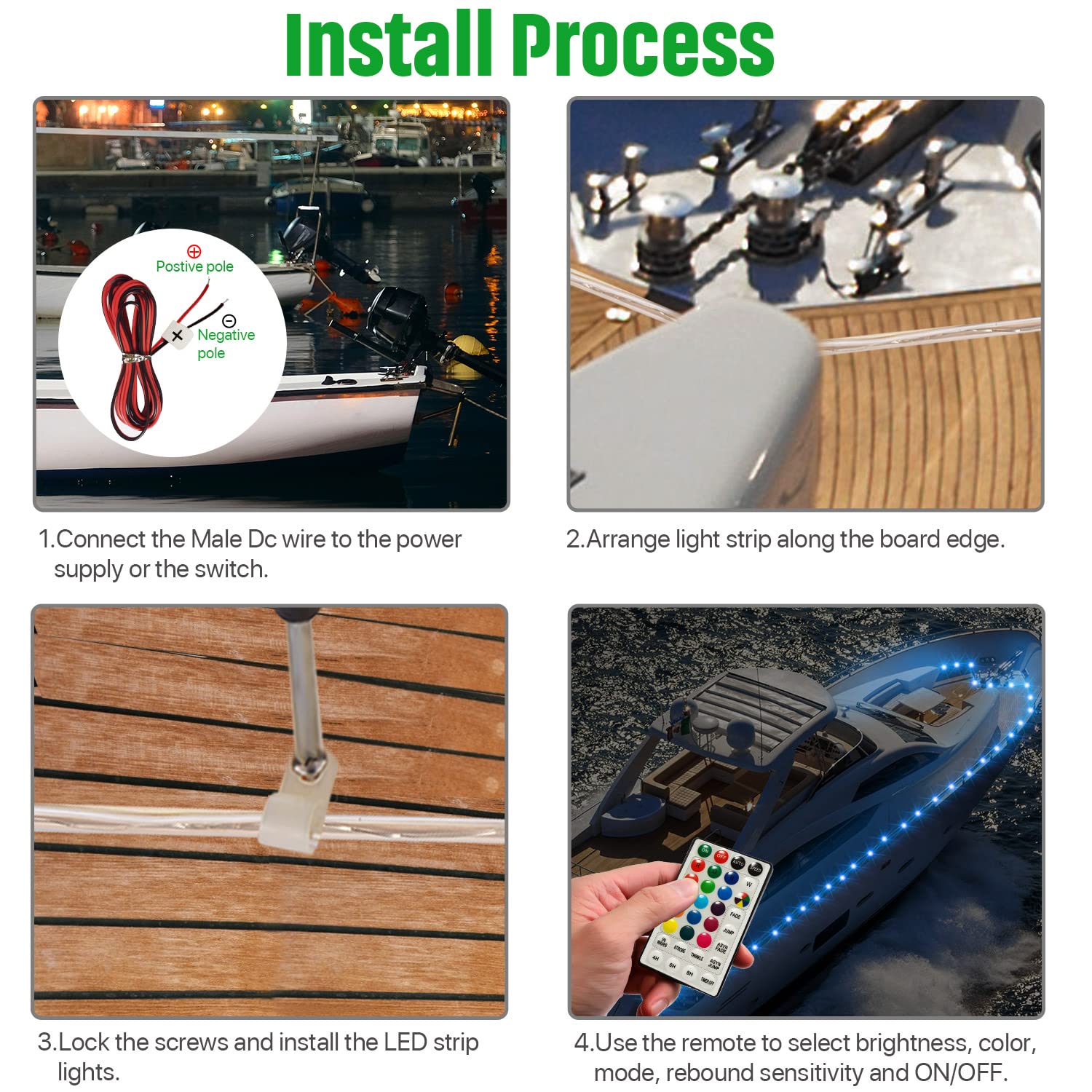 16.4Ft Waterproof LED Boat Strip Lights with Remote Control - 16 Color Changing Marine Lights for Interior & Deck - Perfect for Night Boating on Pontoon, Bass, Fishing Boats, Yachts & Vessels | Enhance Ambiance & Safety on Water