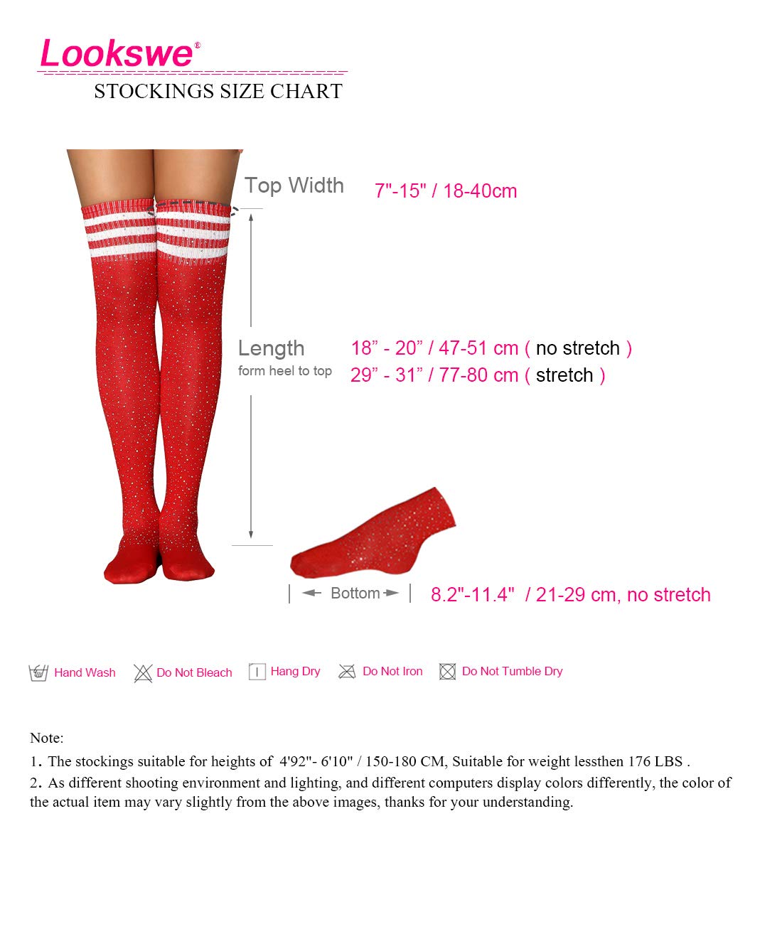 Lookswe Women's Over Knee High Socks - Sexy Sparkle Rhinestone Stockings for Party & Casual Wear | Long Thigh High Socks for Fashion, Night Out & Winter Outfits