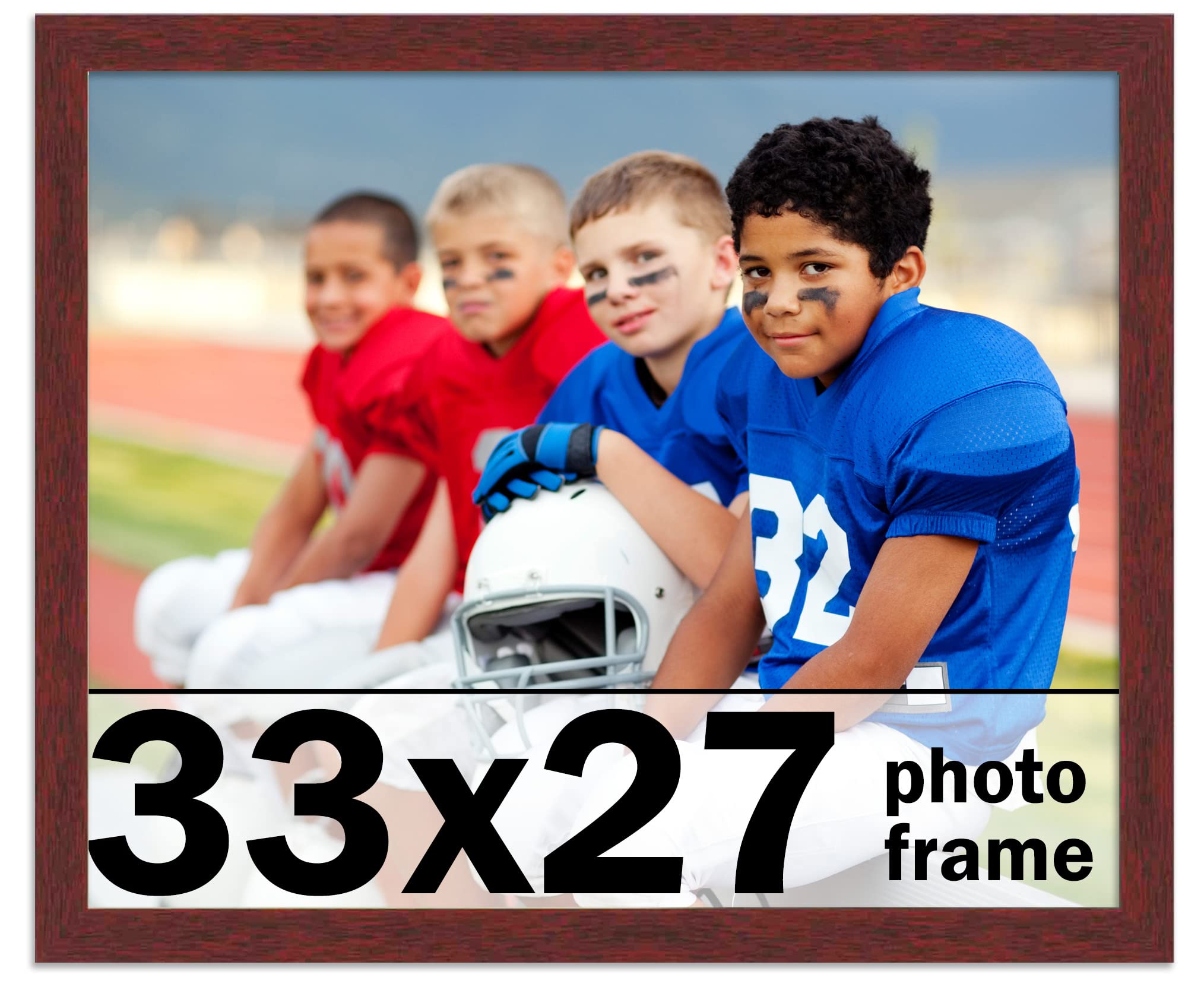 CountryArtHouse 33x27 Inch Solid Mahogany Wood Picture Frame - Premium Brown Wooden Photo Frame with UV Acrylic, Acid-Free Backing & Hanging Kit - Perfect for Wall Art, Family Photos, and Home Decor