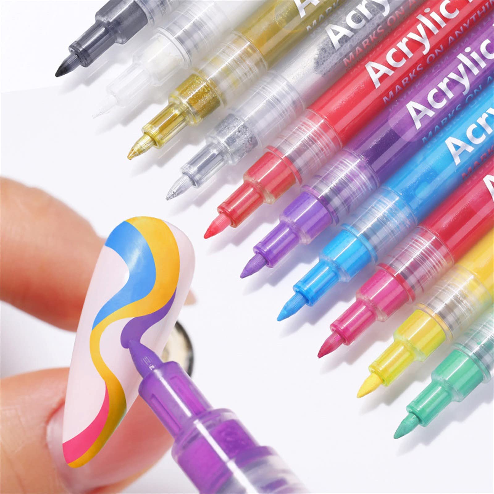 16Pcs 3D Waterproof Nail Art Pen Set - Quick Dry Nail Polish Graffiti Pens for DIY Abstract Lines & Designs, Portable Nail Painting Equipment (16 Colors, 2.5ml) - Perfect for Salon, Home Manicure & Nail Art Enthusiasts