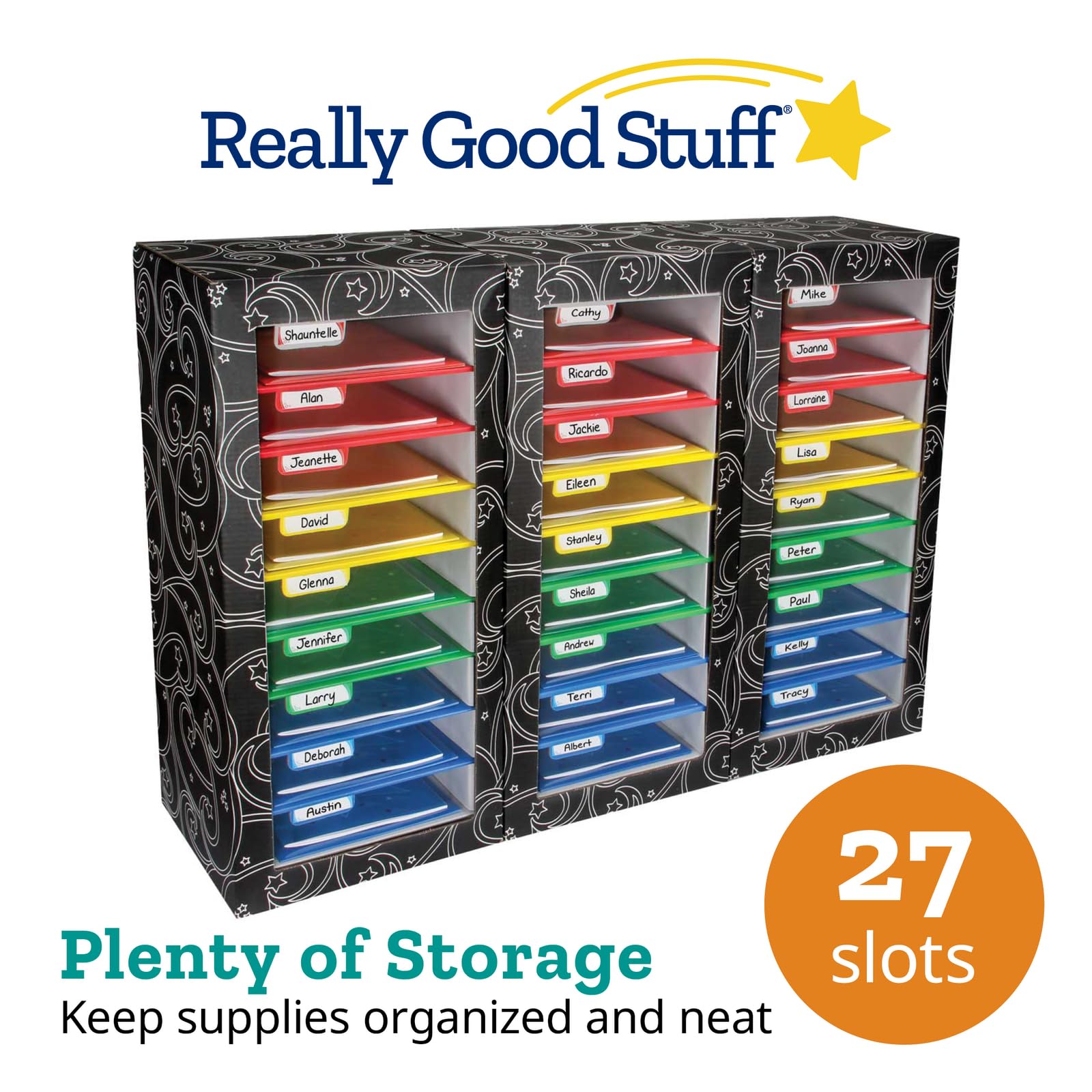 Really Good Stuff Classroom Mail Center - 27 Slot Black Mailbox Organizer for Students & Teachers | School Office Mail Sorter | Classroom Organization Supplies | Perfect for Homework, Notes & Communication in Elementary Schools