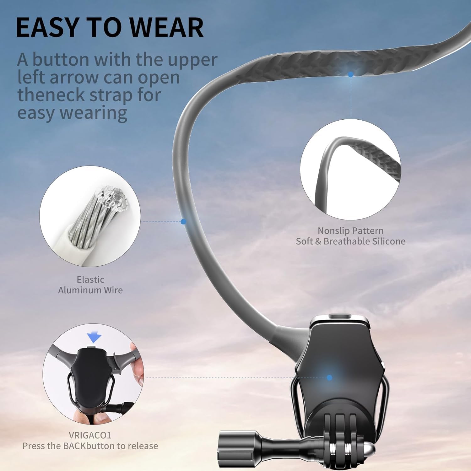 OBEST Neck Phone Holder with Chest Strap - Magsafe Compatible POV/Vlog Support for iPhone 15 14 13 Pro 12 Max - Perfect for Hands-Free Recording, Travel Vlogging & Outdoor Activities