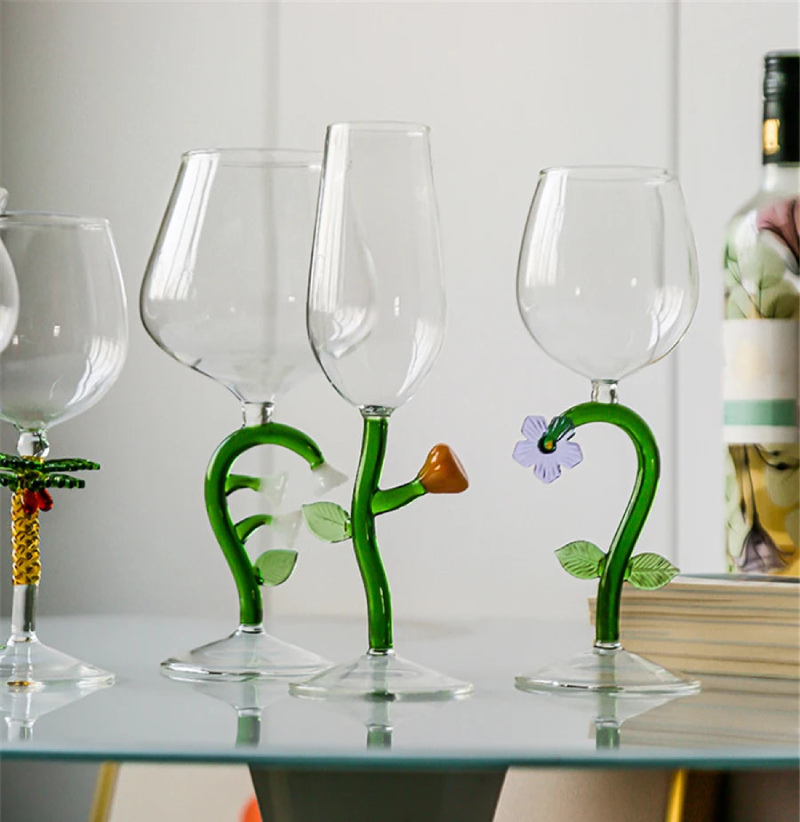 Enchanted Garden Wine Glass Set - Elegant Floral Design Stemware for Red & White Wine - Perfect for Weddings, Parties & Romantic Dinners