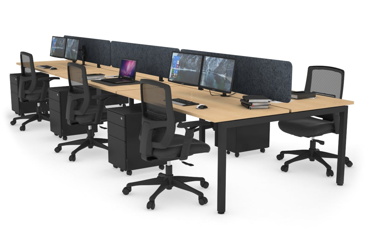 Quadro Square Legs 6-Person Office Workstation Desk [1600L x 700W] - Perfect for Team Collaboration & Open Office Spaces