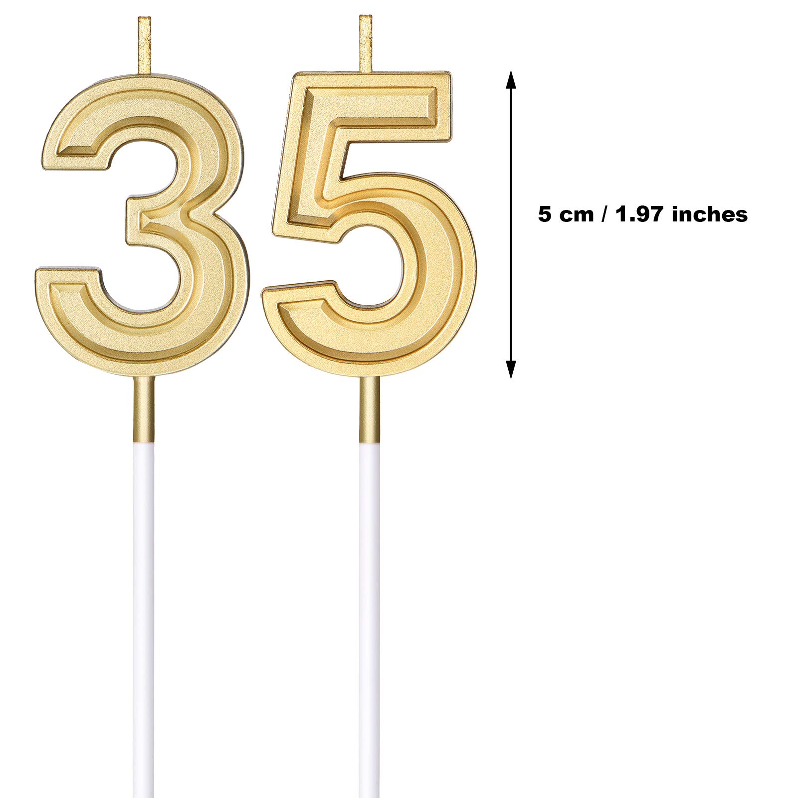 35th Birthday Cake Candles - Gold Number Cake Topper for 35th Birthday Party, Baby Shower, Wedding Anniversary Celebration - 3.54 Inches Tall - Perfect for Milestone Birthdays & Special Occasions