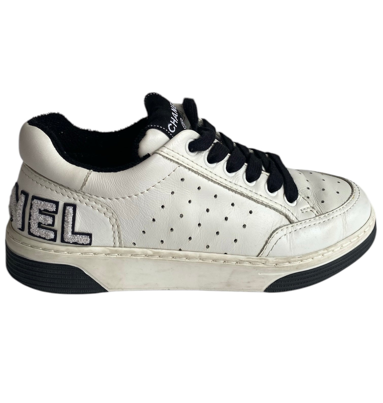 Chanel White Logo Sneakers Women's Size 35.5 - Fashion Luxury Casual Shoes for Women | Perfect for Daily Wear, Office & Street Style