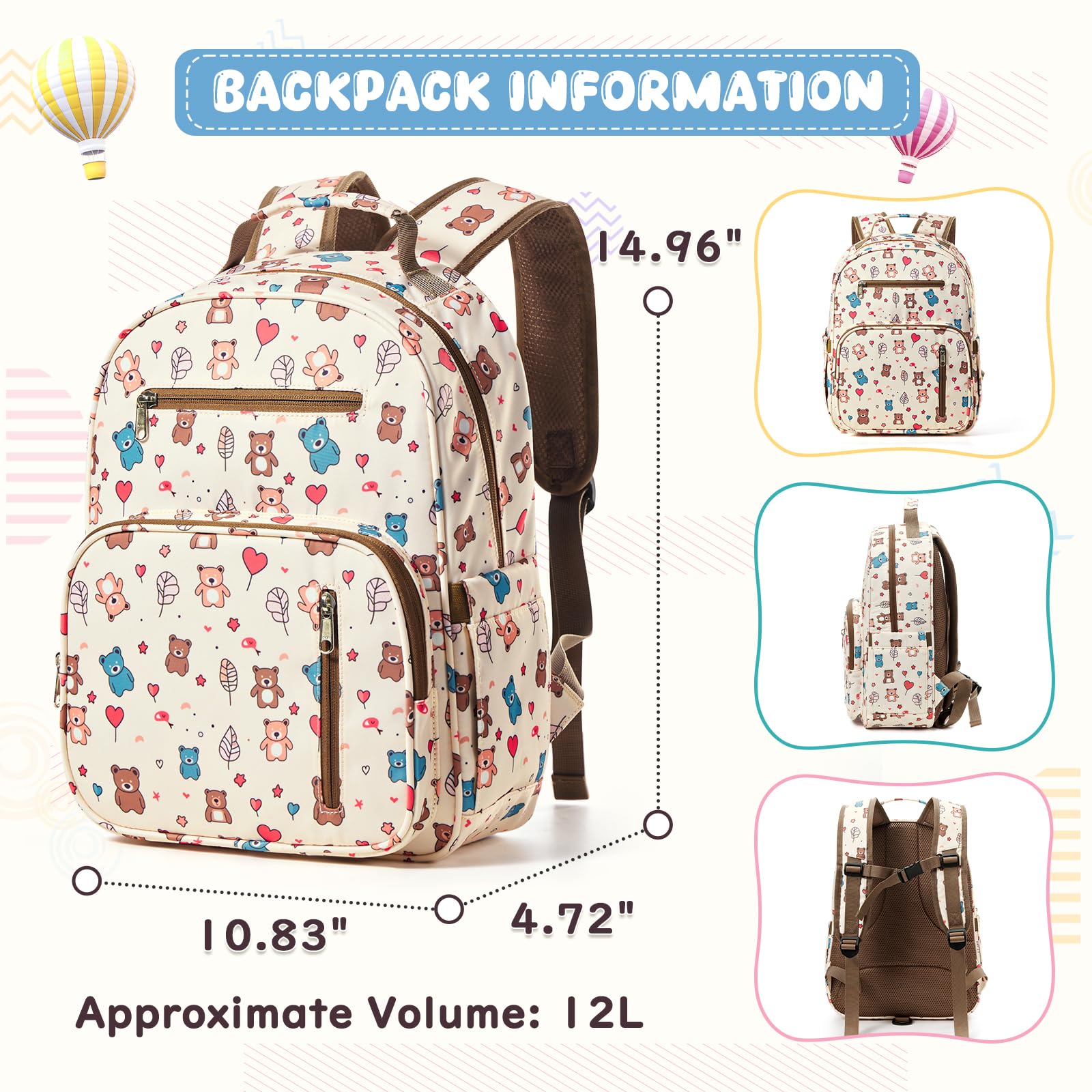 **Cute Bear Backpack for Kids - 15
