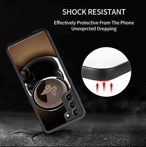 Shockproof Samsung Galaxy S21 Case with Butterfly Coffee Pattern - Soft TPU Protective Phone Cover for Impact Absorption - Perfect for Daily Use, Travel & Outdoor Activities