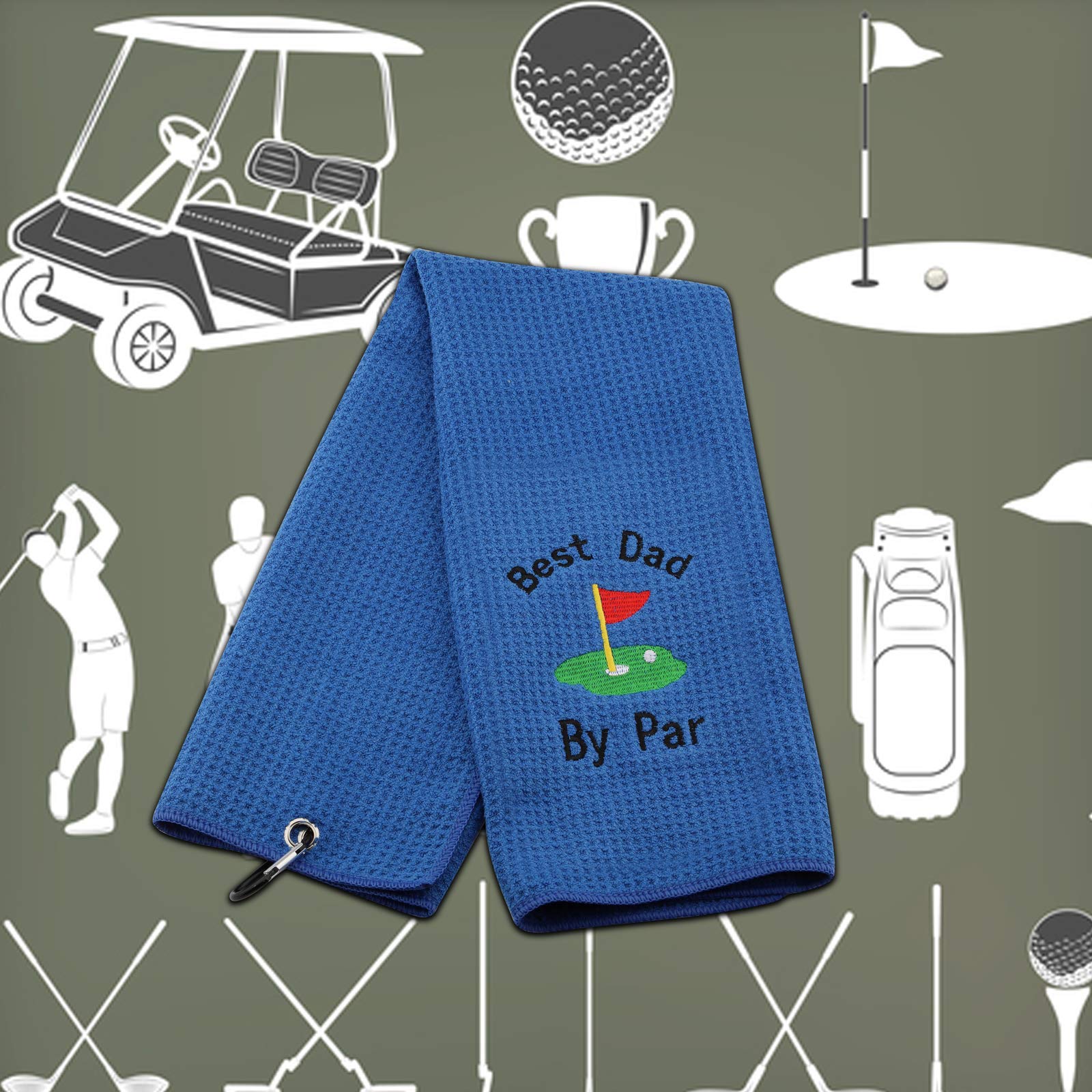 Best Dad Golf Towel with Clip - Personalized Embroidered Golf Gift for Father's Day, Birthday & Retirement - Perfect for Golf Courses, Driving Range & Clubhouse Use