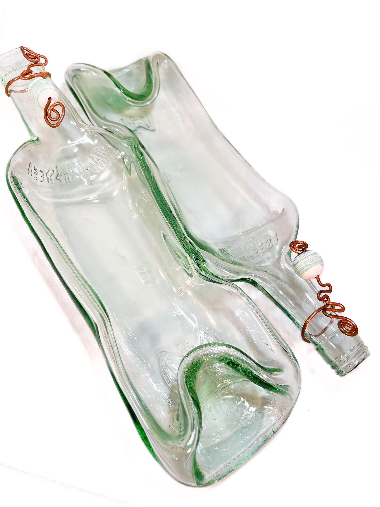 Ergonomic Appetizer Plate Set - Slumped Glass Bottles & Ceramic Beads for Wine, Cheese & Charcuterie | Perfect for Dinner Parties, Weddings & Home Decor