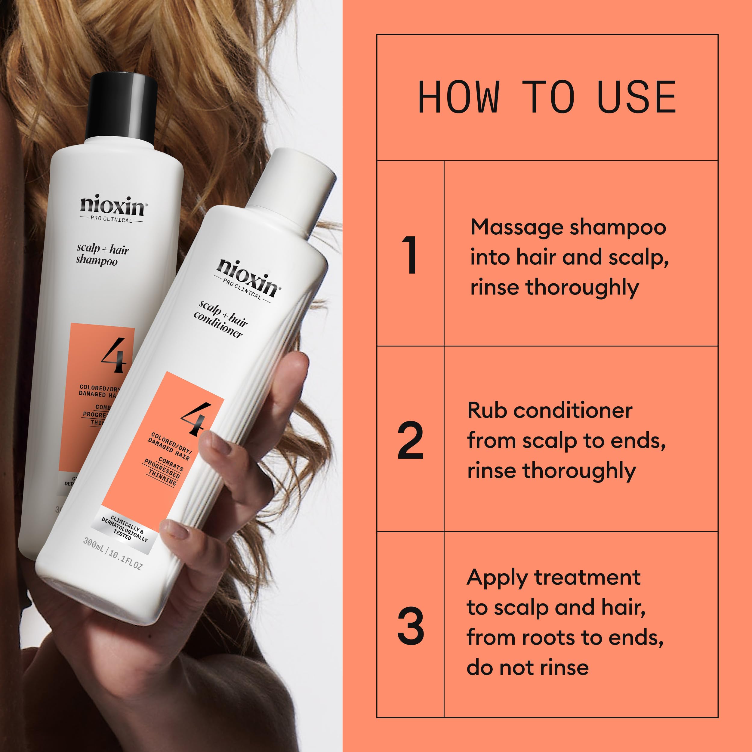 Nioxin System 4 Scalp Cleansing Shampoo & Therapy Conditioner Set for Color-Treated Hair with Thinning - Hair Growth Treatment for Thinning Hair - Perfect for Daily Use at Home & Salon