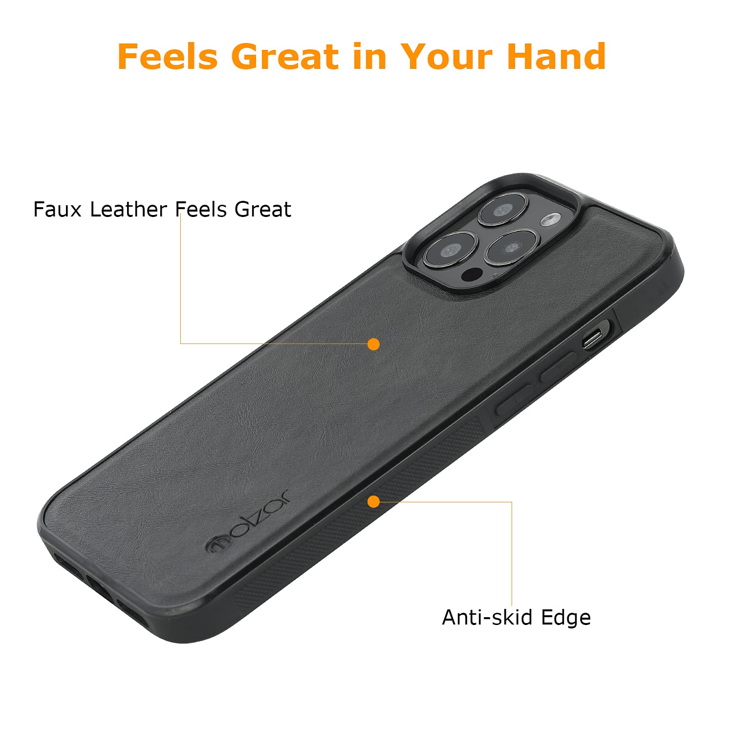 molzar GripBig iPhone 13 Pro Max Case with Built-in Metal Plate - Magnetic Mount Compatible & Qi-Certified Wireless Charging - Shockproof Protective Cover for iPhone 13 Pro Max (Black) - Perfect for Car Mounting & Everyday Use